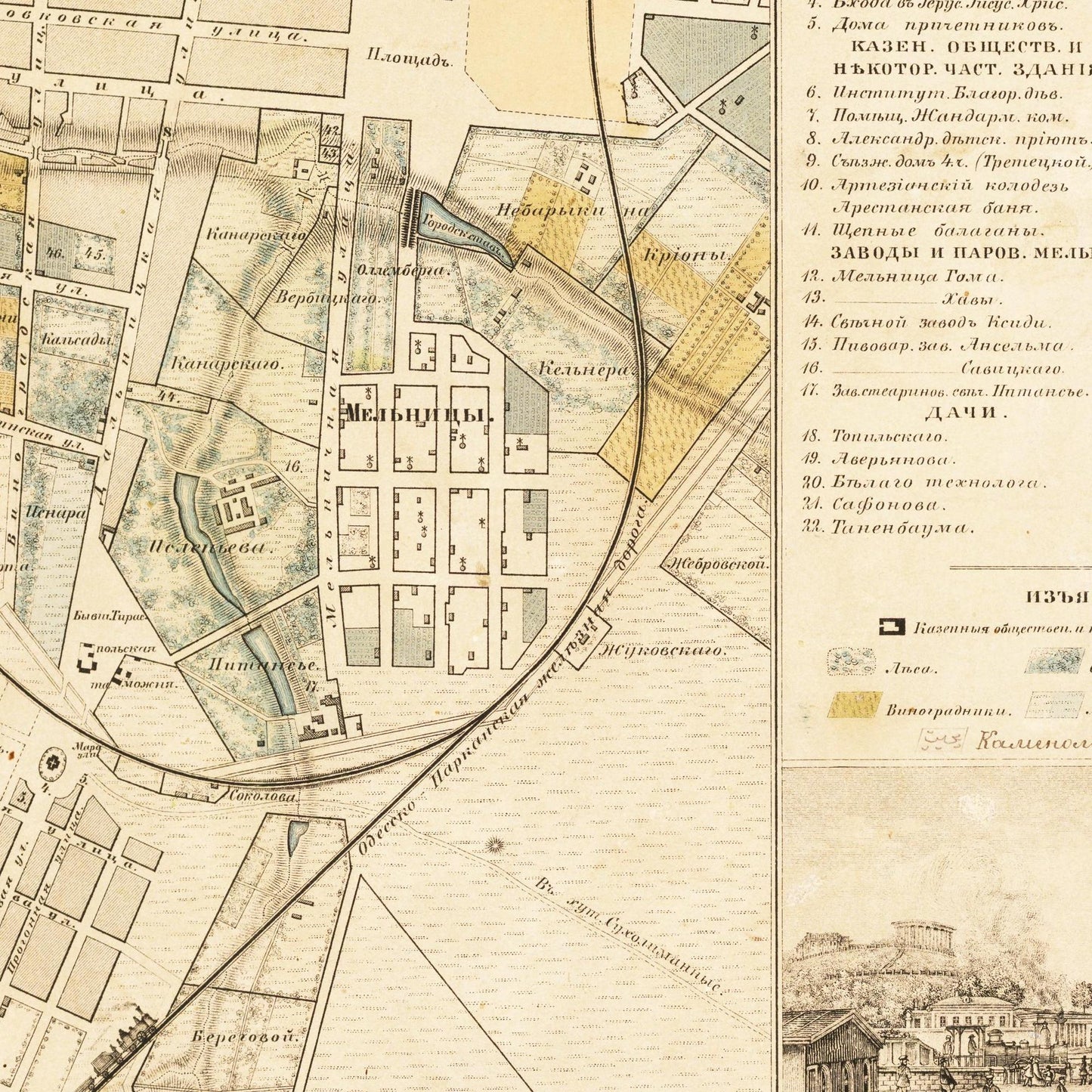 Historischer Stadtplan Odessa um 1864