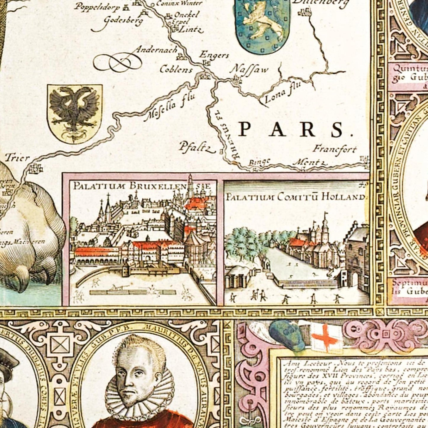 Historische Landkarte Belgien um 1650