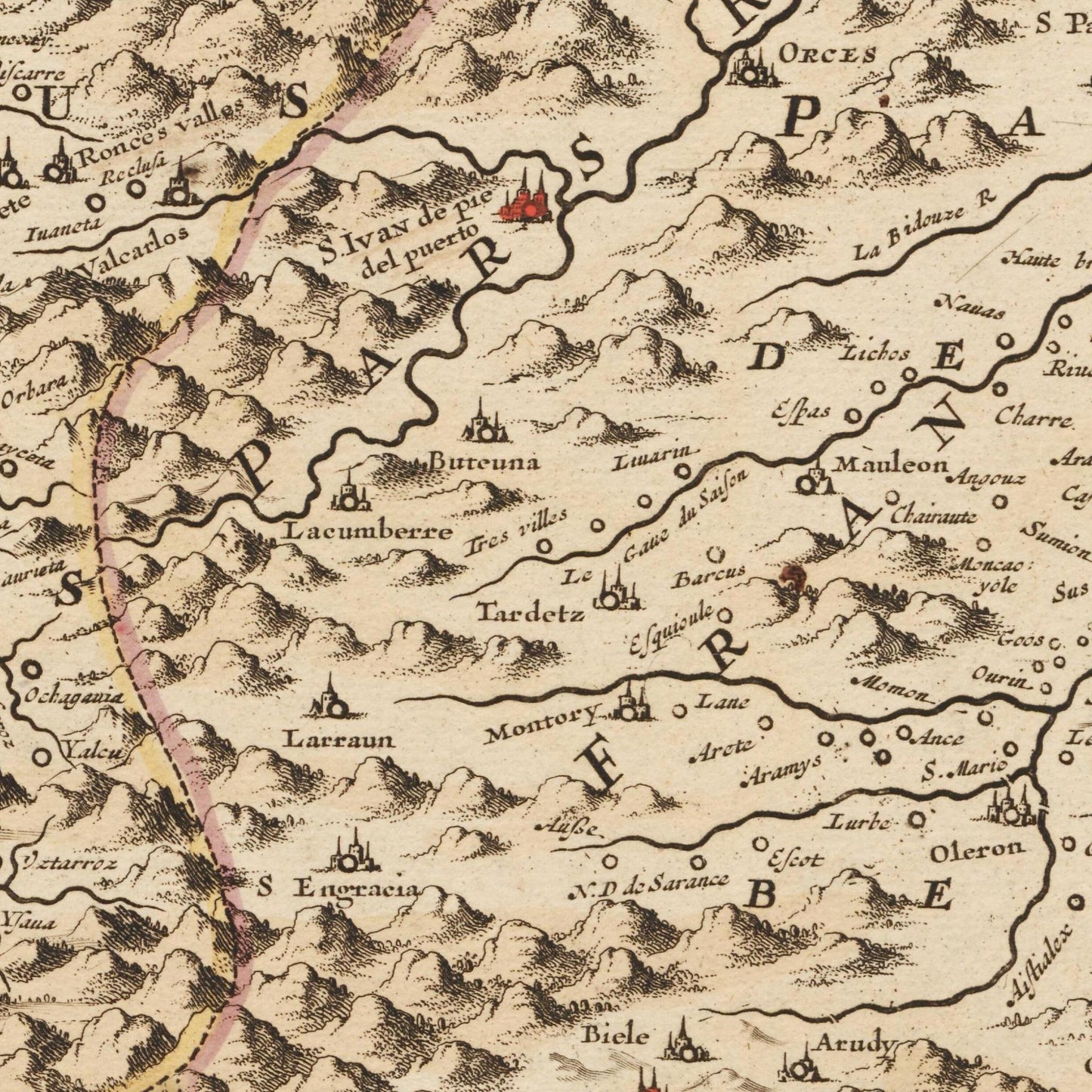 Historische Landkarte Navarra um 1698