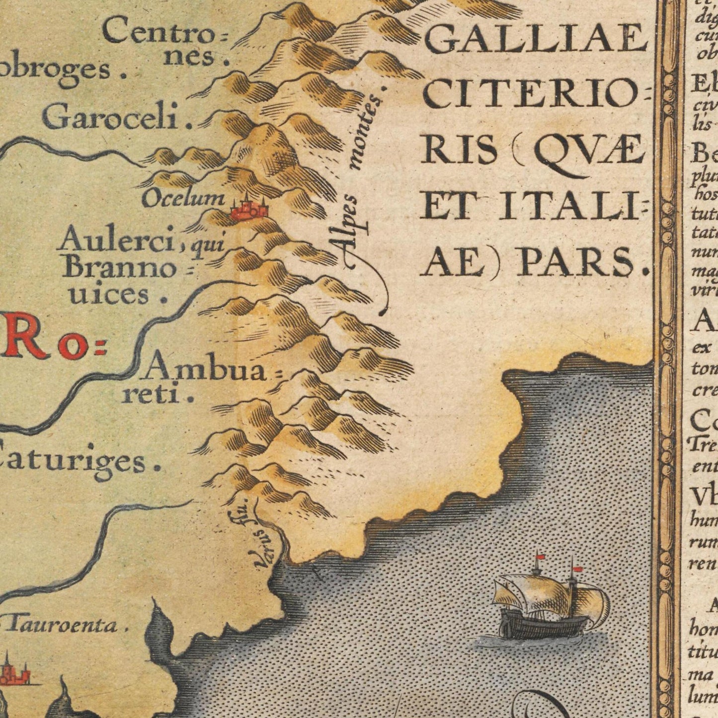 Historische Landkarte Historisches Gallien um 1609