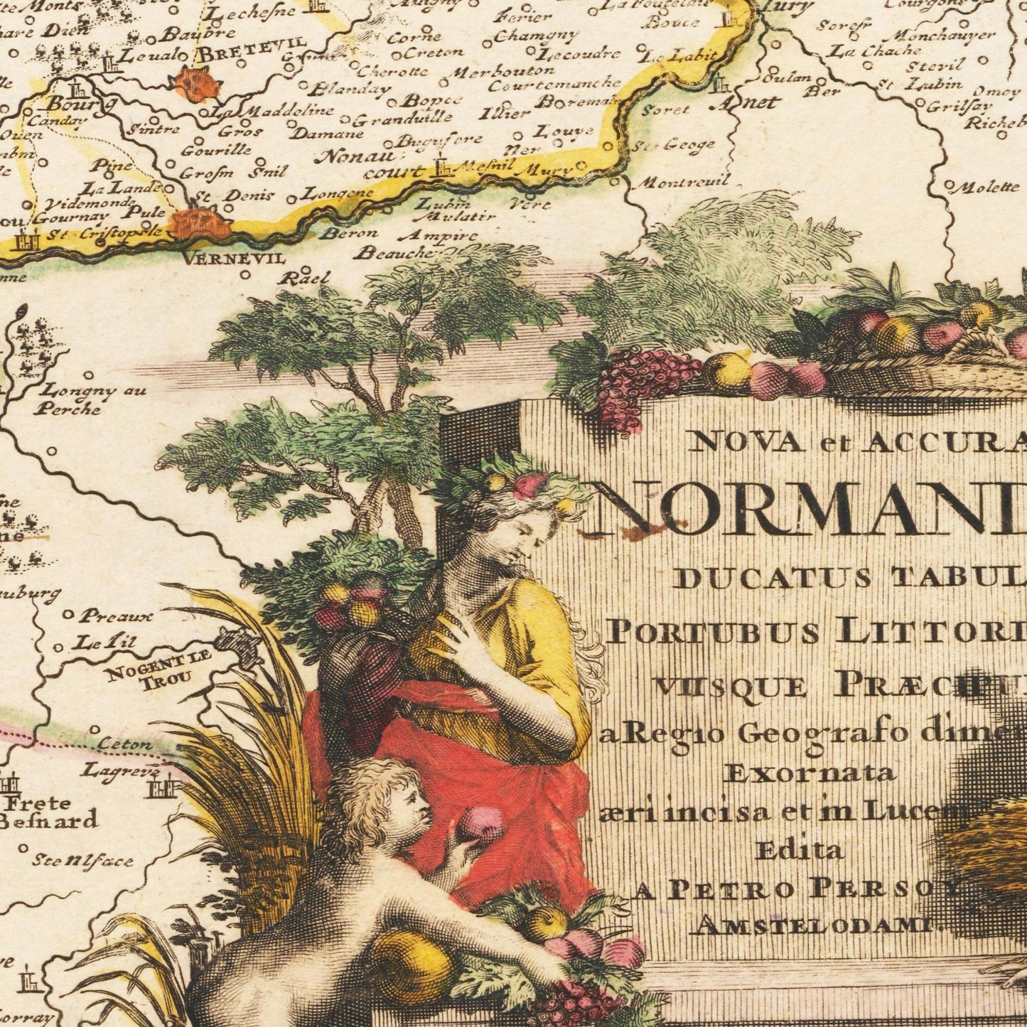 Historische Landkarte Normandie um 1698
