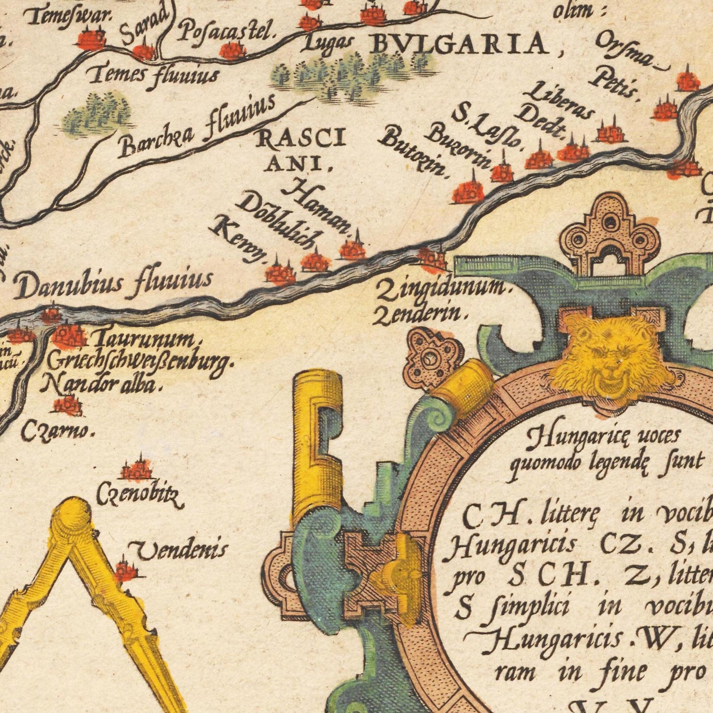Historische Landkarte Ungarn um 1609