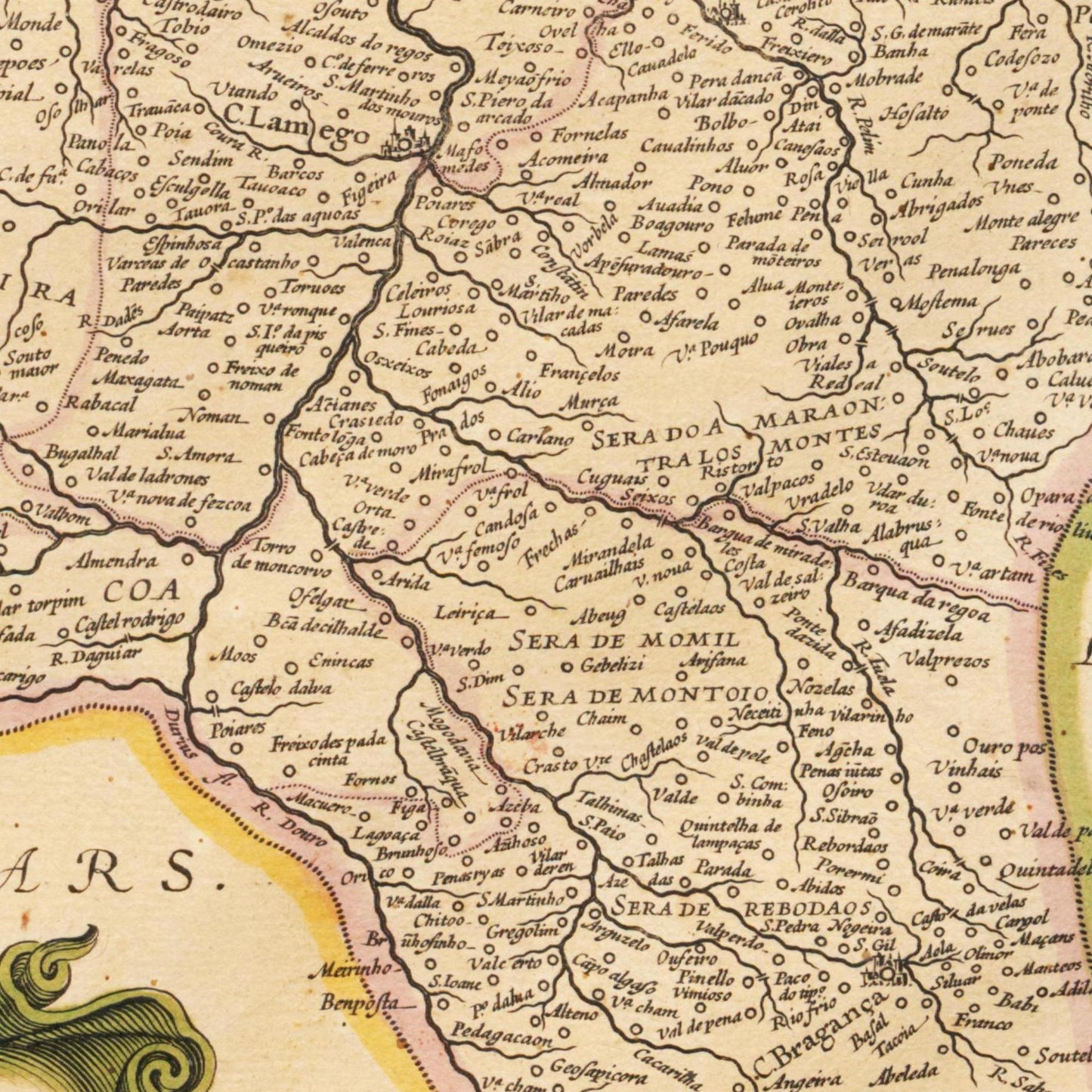 Historische Landkarte Portugal um 1635