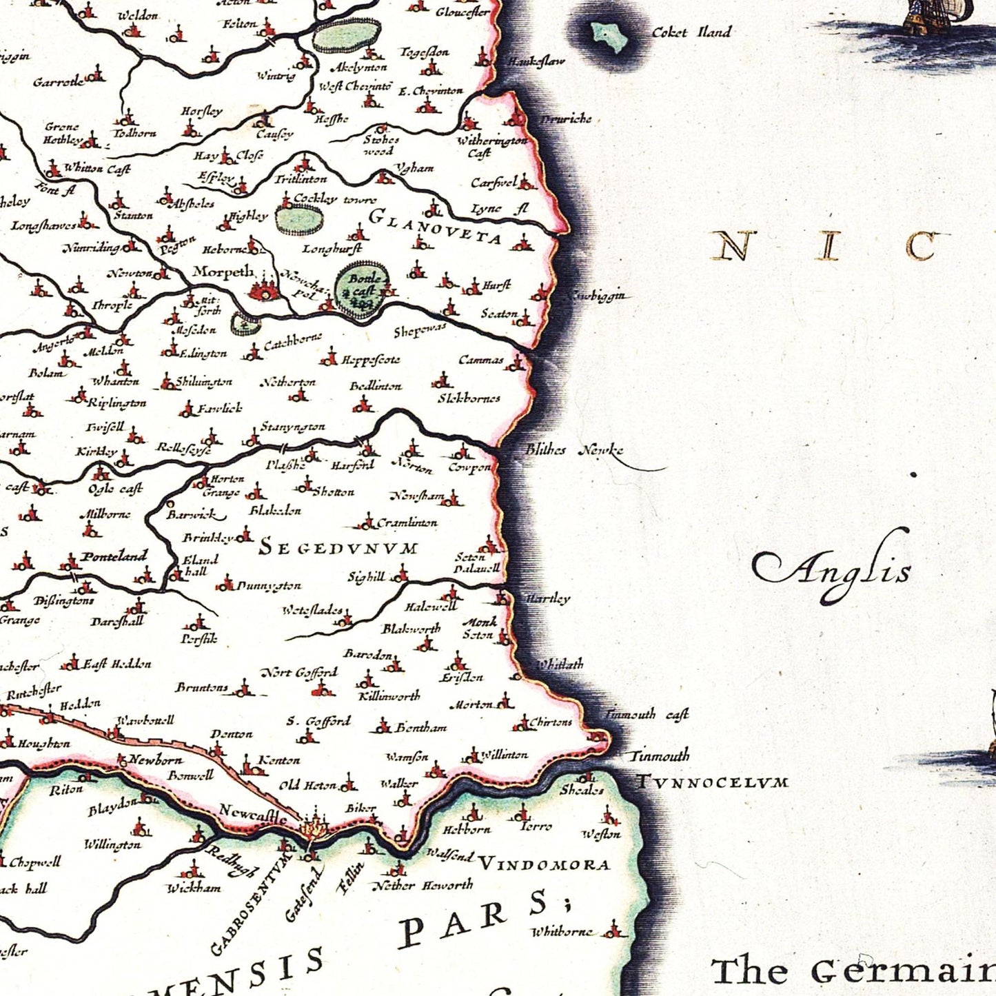 Historische Landkarte Northumberland um 1646