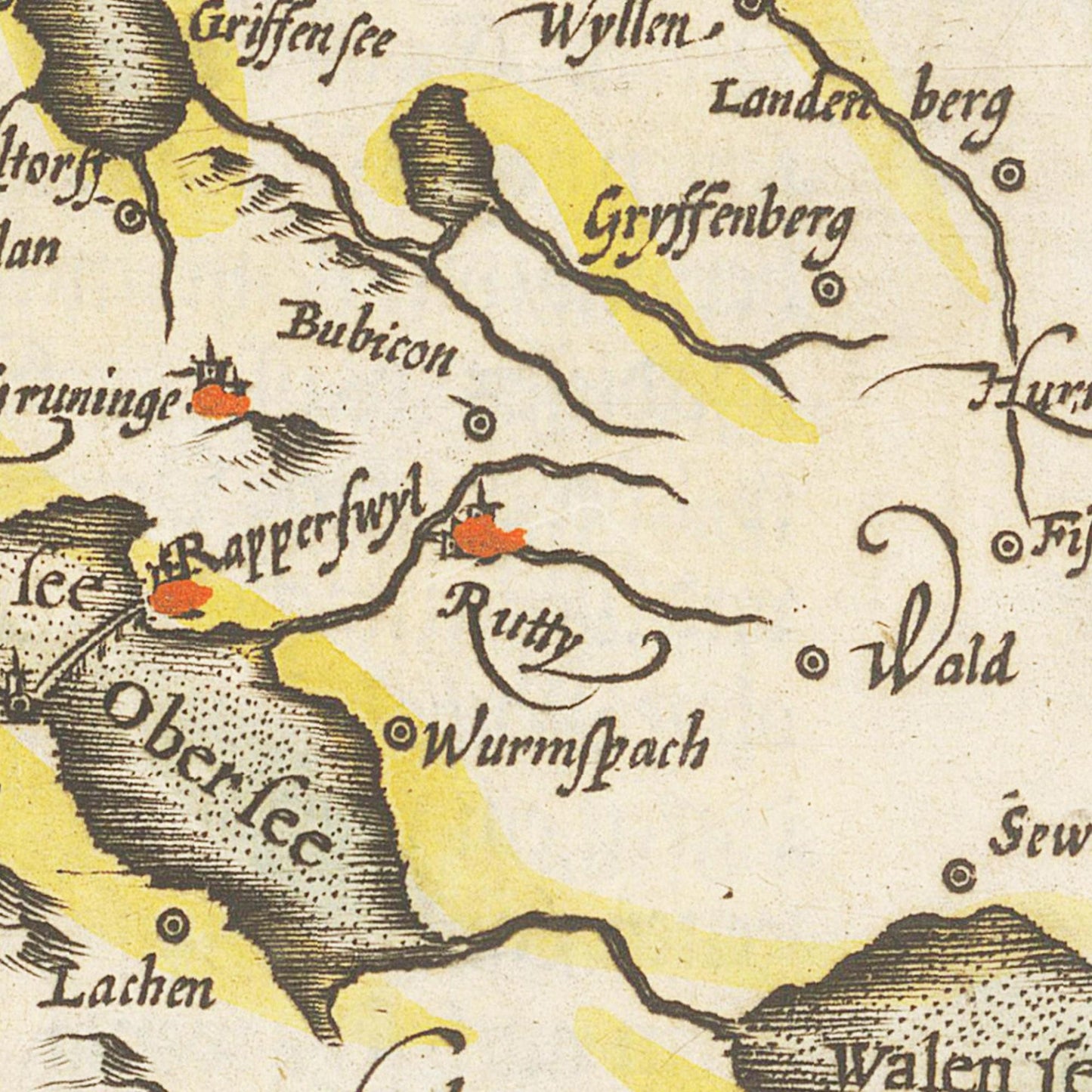 Historische Landkarte Zürichgau um 1609