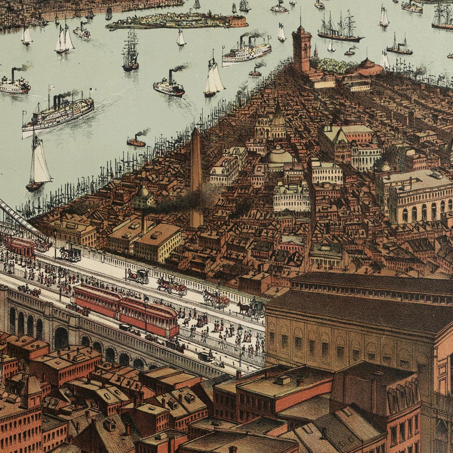 Historische Stadtansicht New York City um 1892