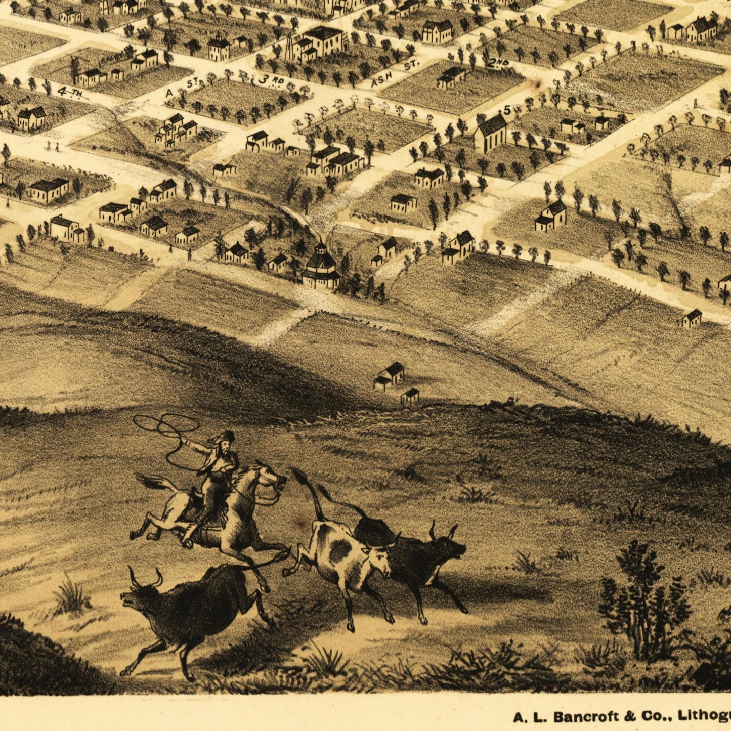 Historische Stadtansicht San Diego um 1876