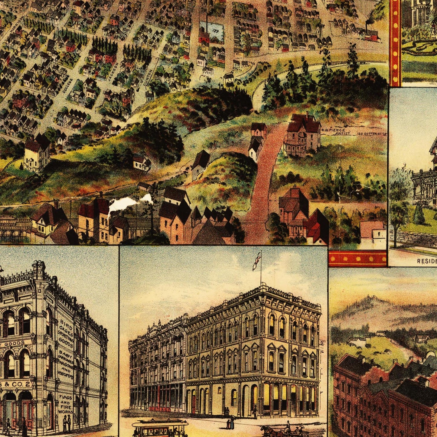 Historische Stadtansicht Portland um 1890