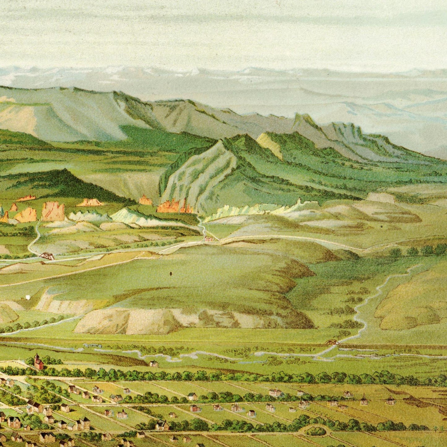 Historische Stadtansicht Colorado Springs um 1890
