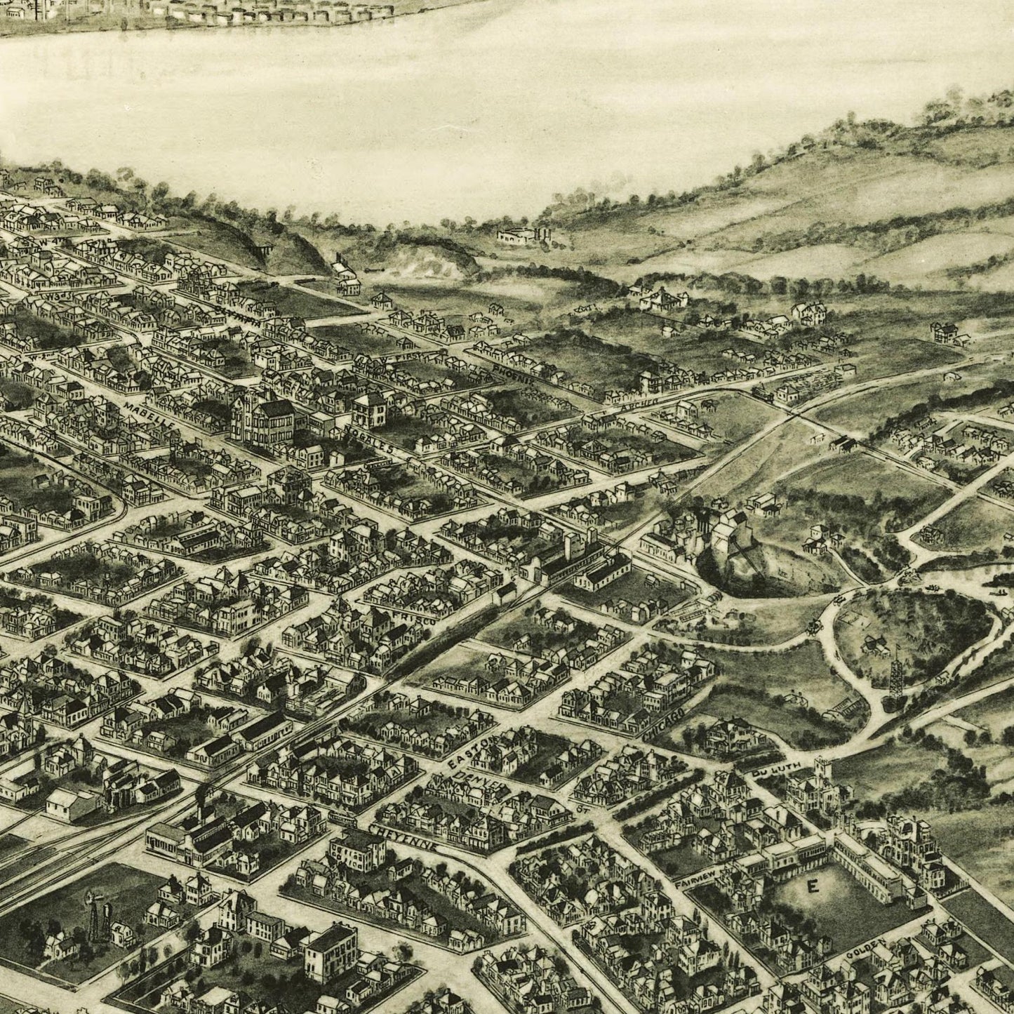 Historische Stadtansicht Tulsa um 1918