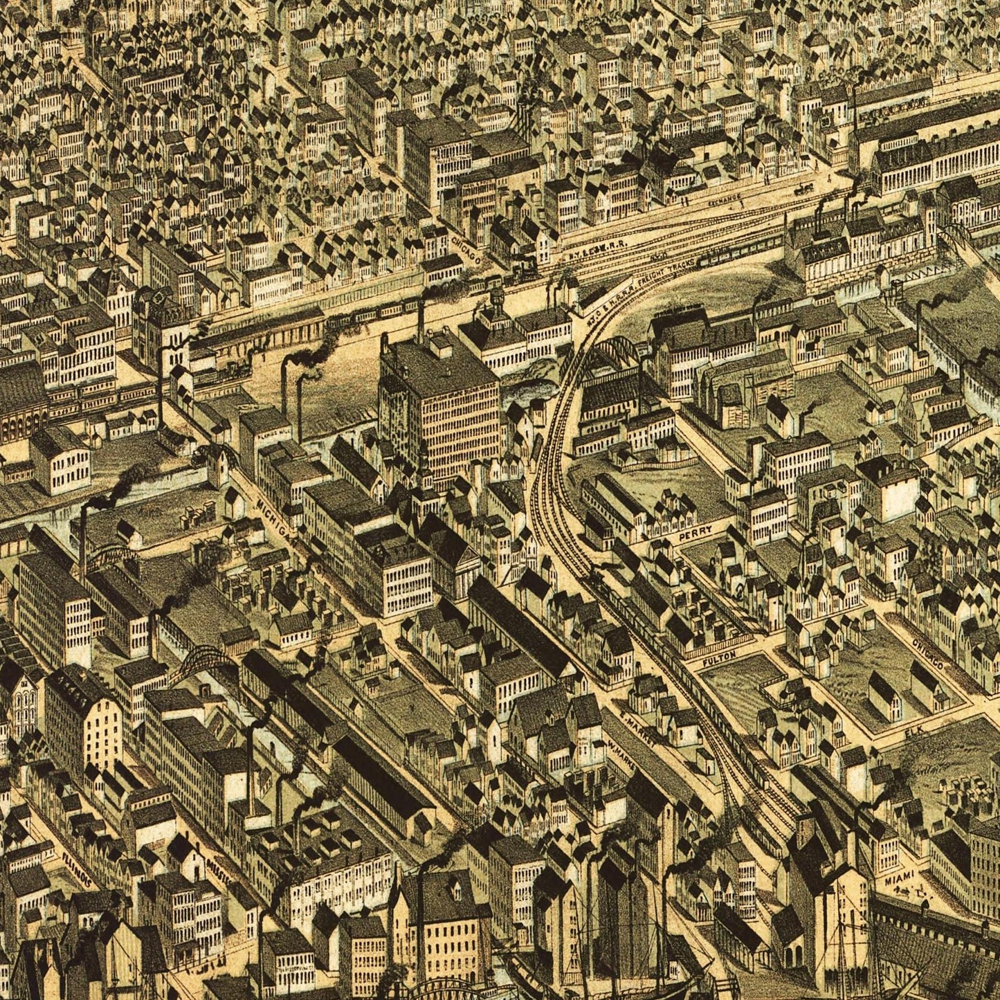 Historische Stadtansicht Buffalo um 1880