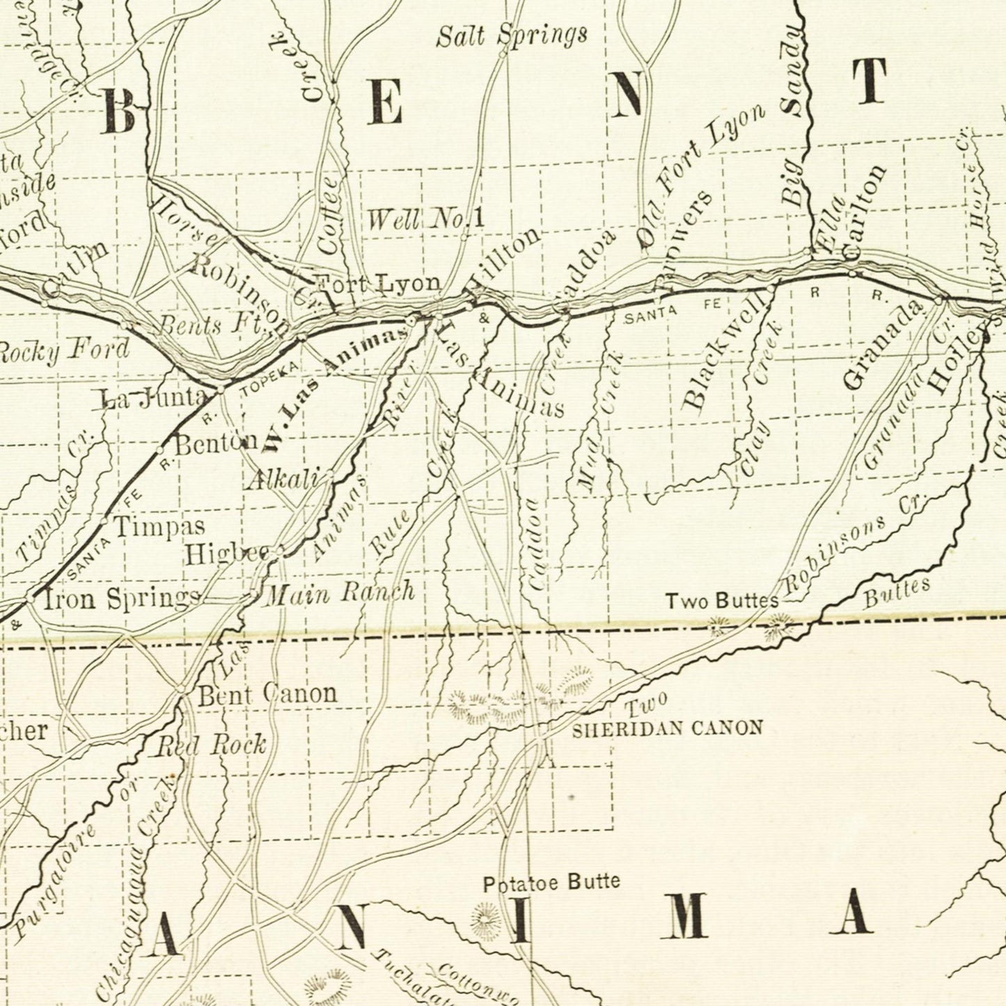 Historische Landkarte Colorado um 1882