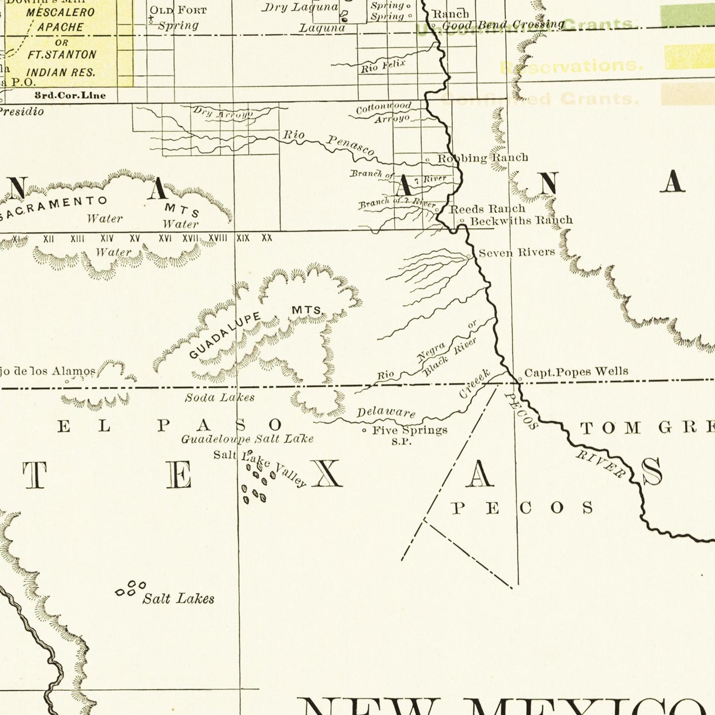 Historische Landkarte New Mexico um 1882
