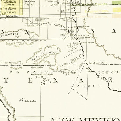 Historische Landkarte New Mexico um 1882