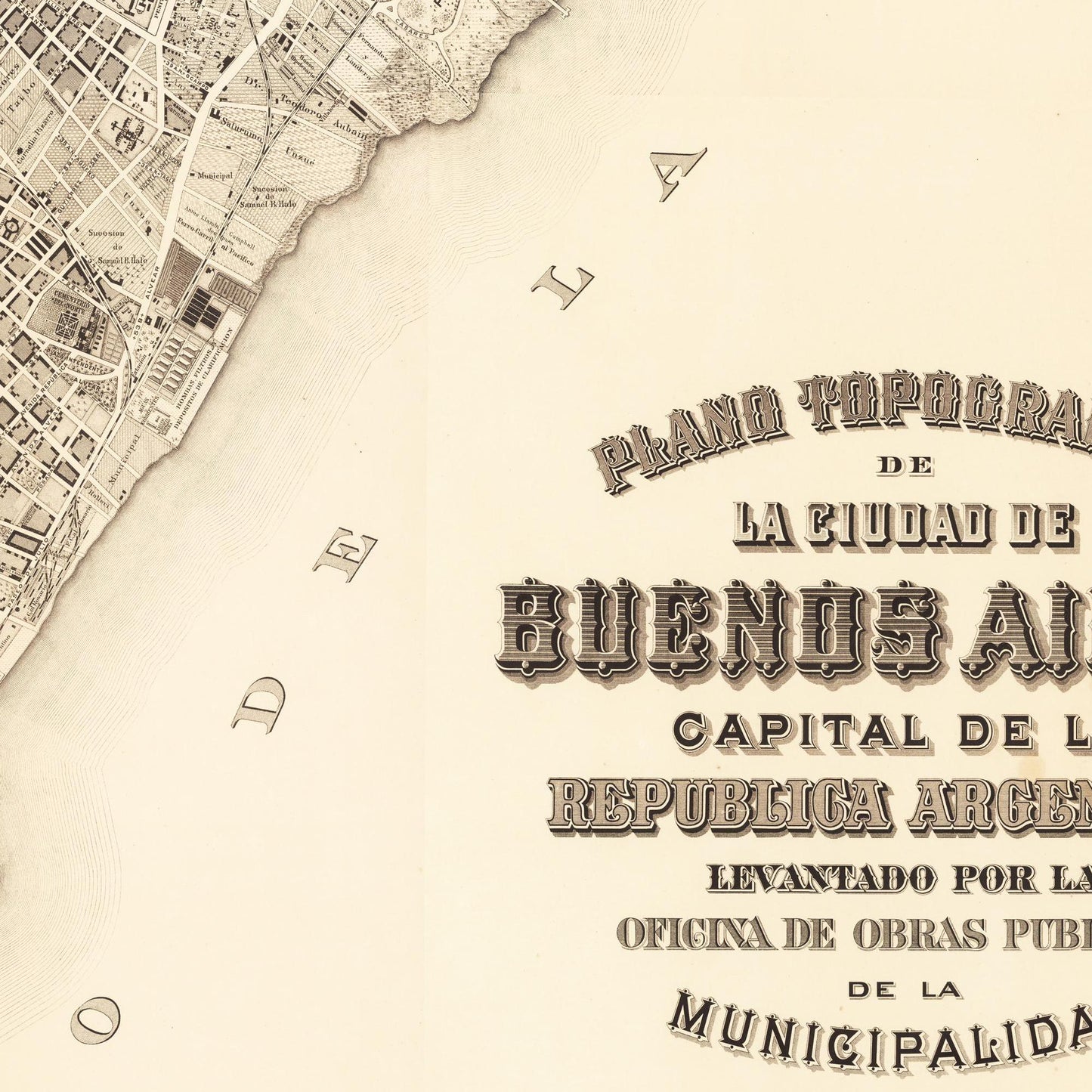 Historischer Stadtplan Buenos Aires um 1895