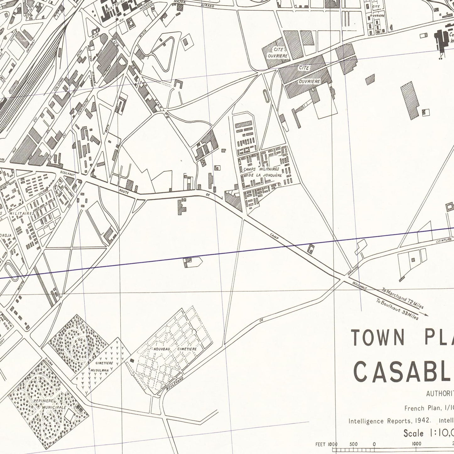 Historischer Stadtplan Casablanca um 1942