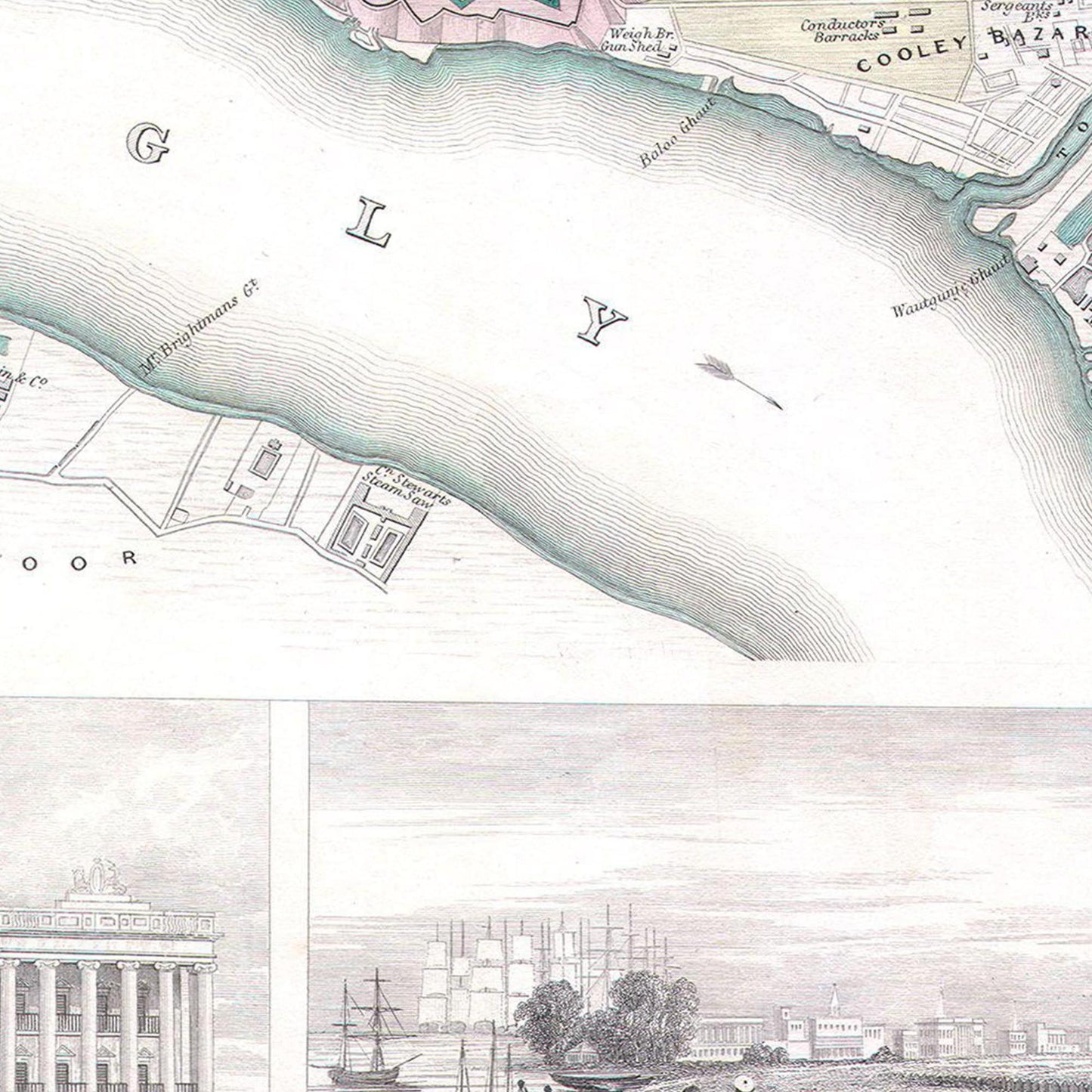 Historischer Stadtplan Kalkutta um 1842