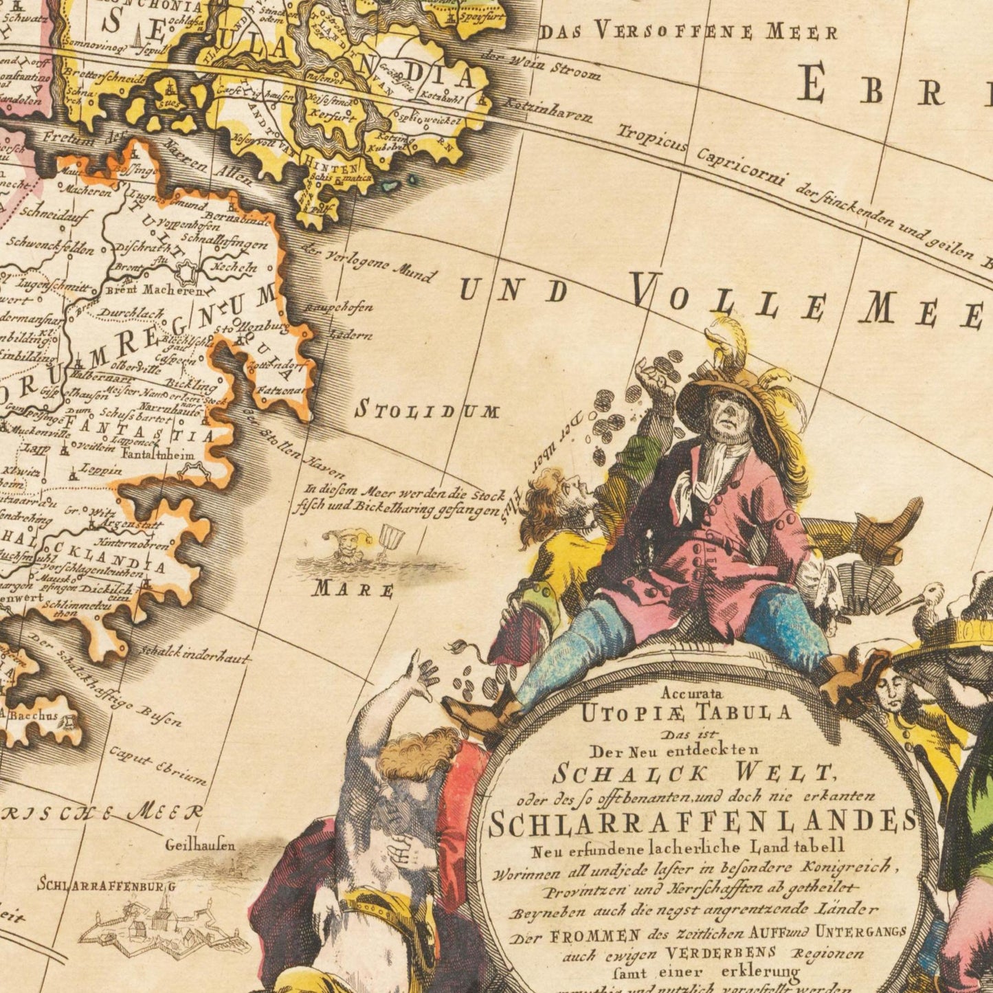 Historische Landkarte Schlaraffenland um 1694