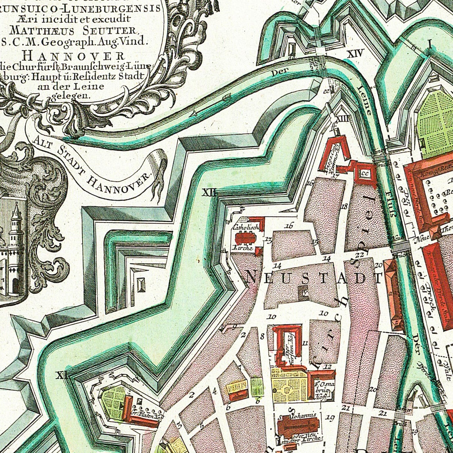 Historischer Stadtplan Hannover um 1735