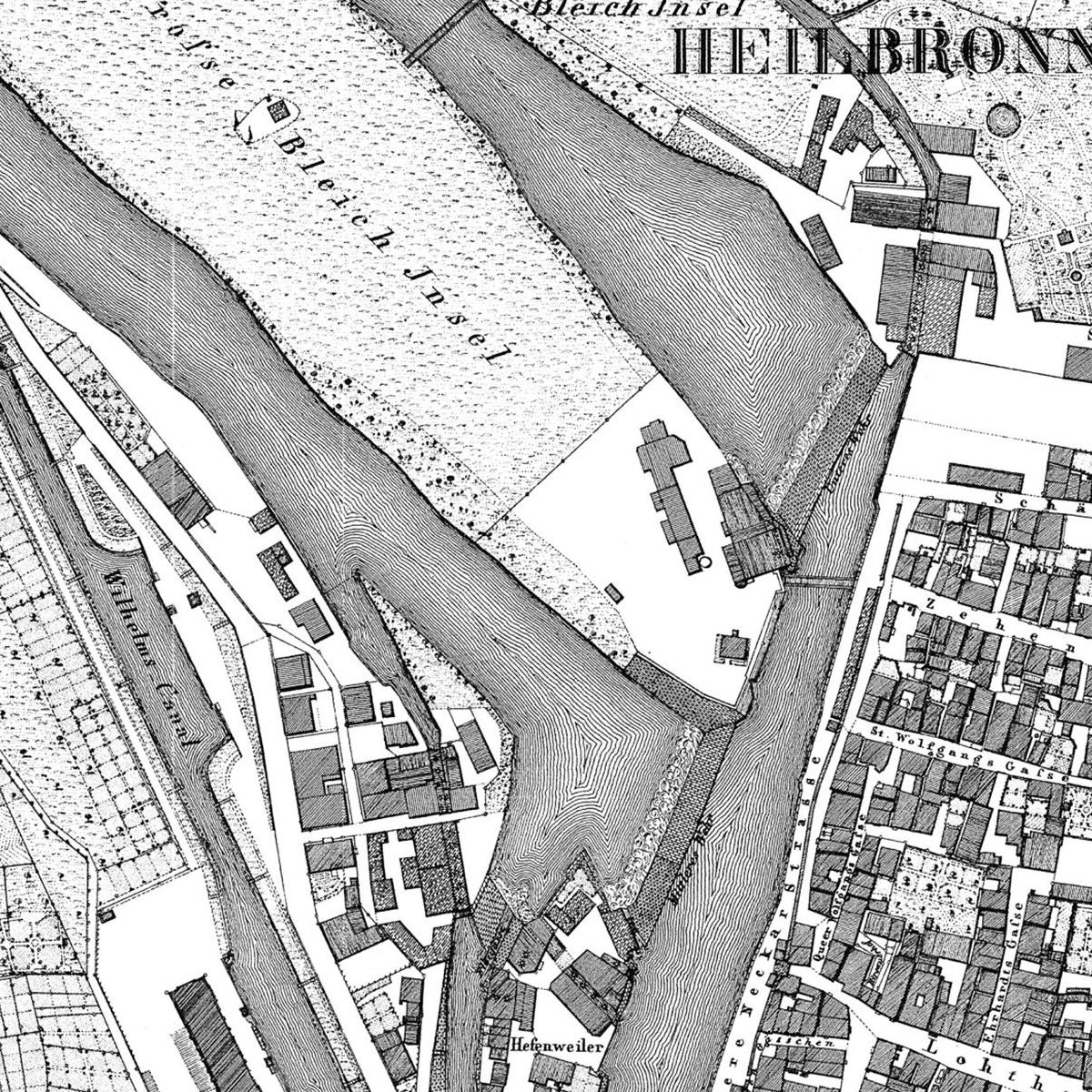 Historische Stadtansicht Heilbronn um 1834