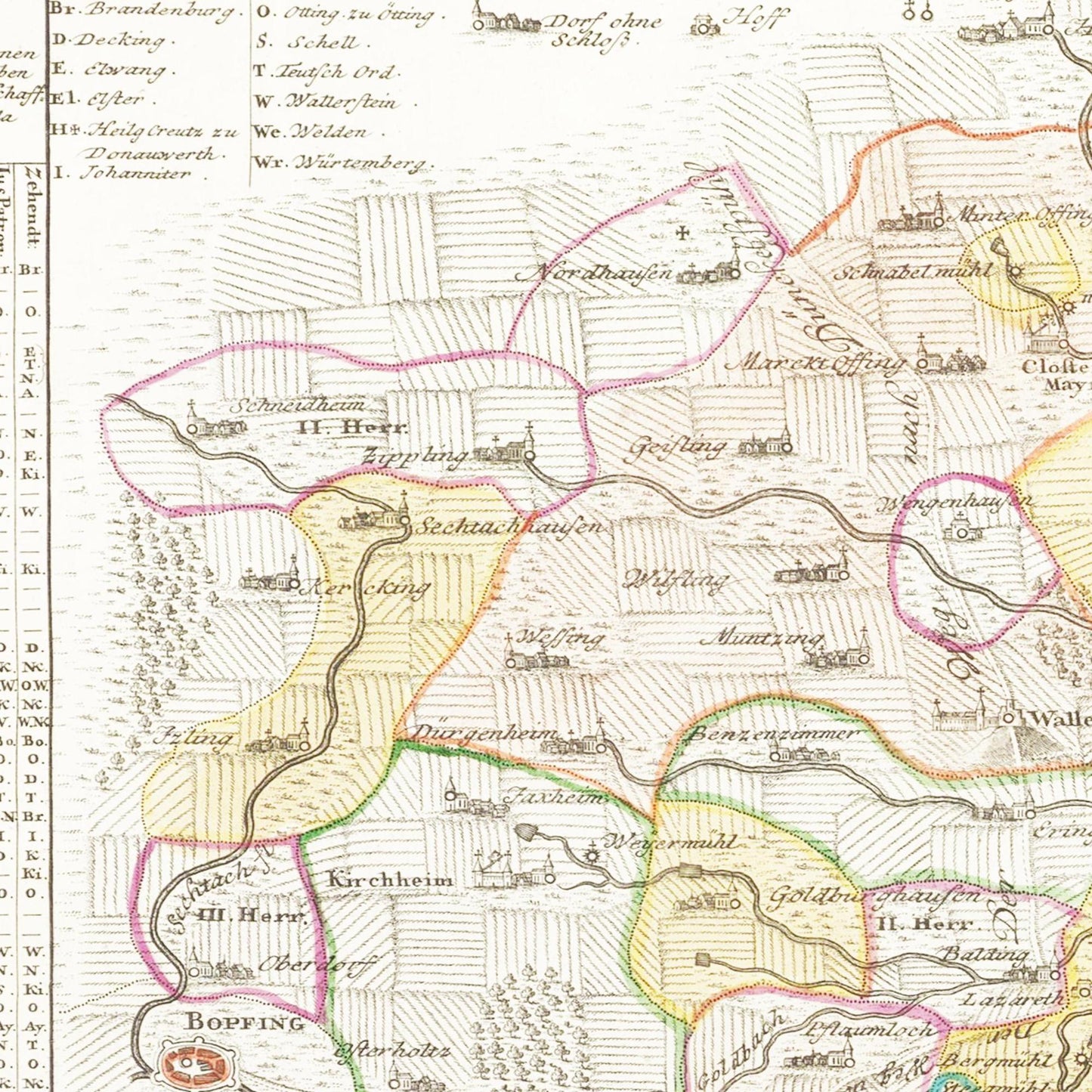 Historische Landkarte Nördlingen um 1738