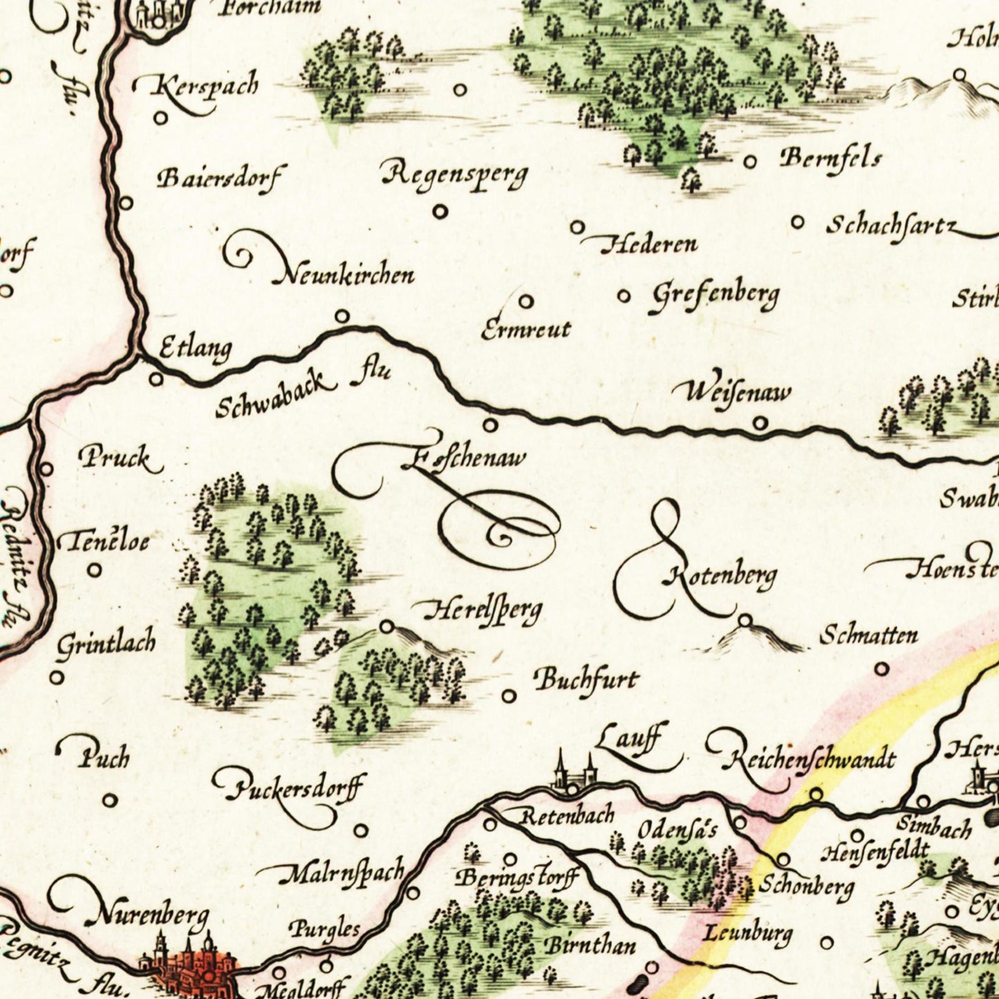 Historische Landkarte Oberpfalz um 1647
