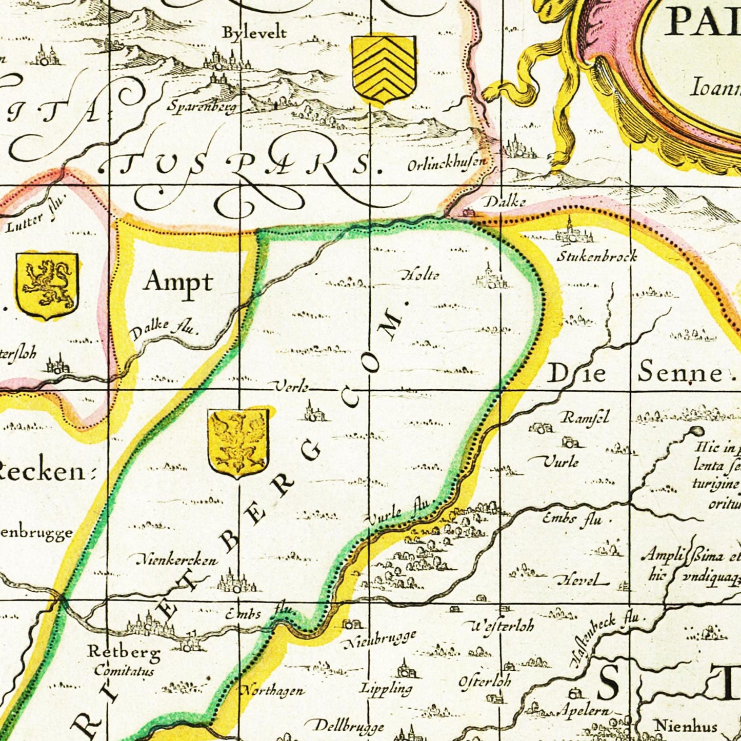 Historische Landkarte Paderborn um 1700