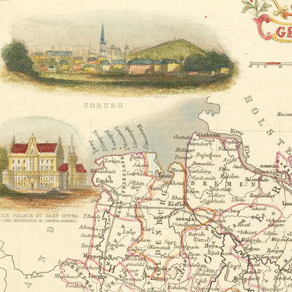 Historische Landkarte Deutschland um 1851