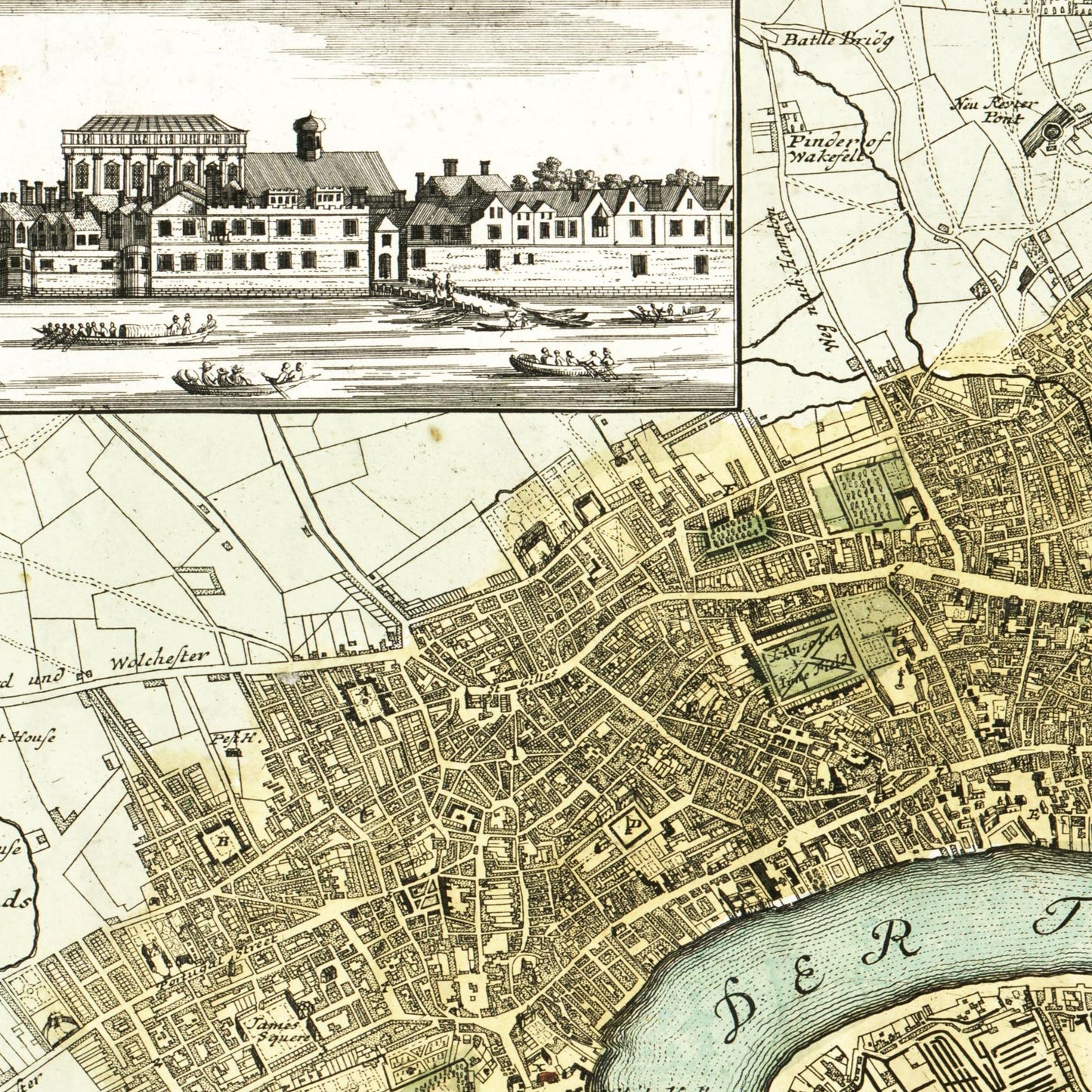 Historischer Stadtplan London um 1750