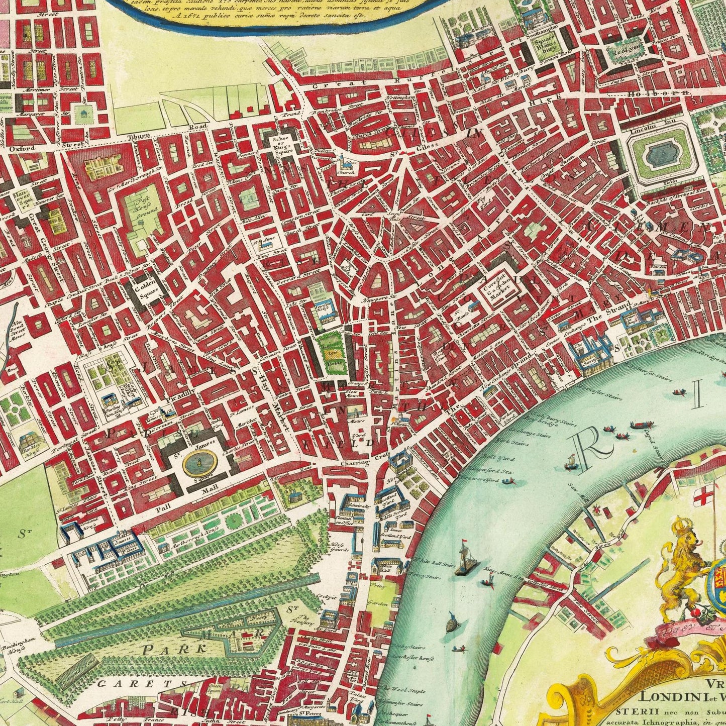 Historischer Stadtplan London um 1736
