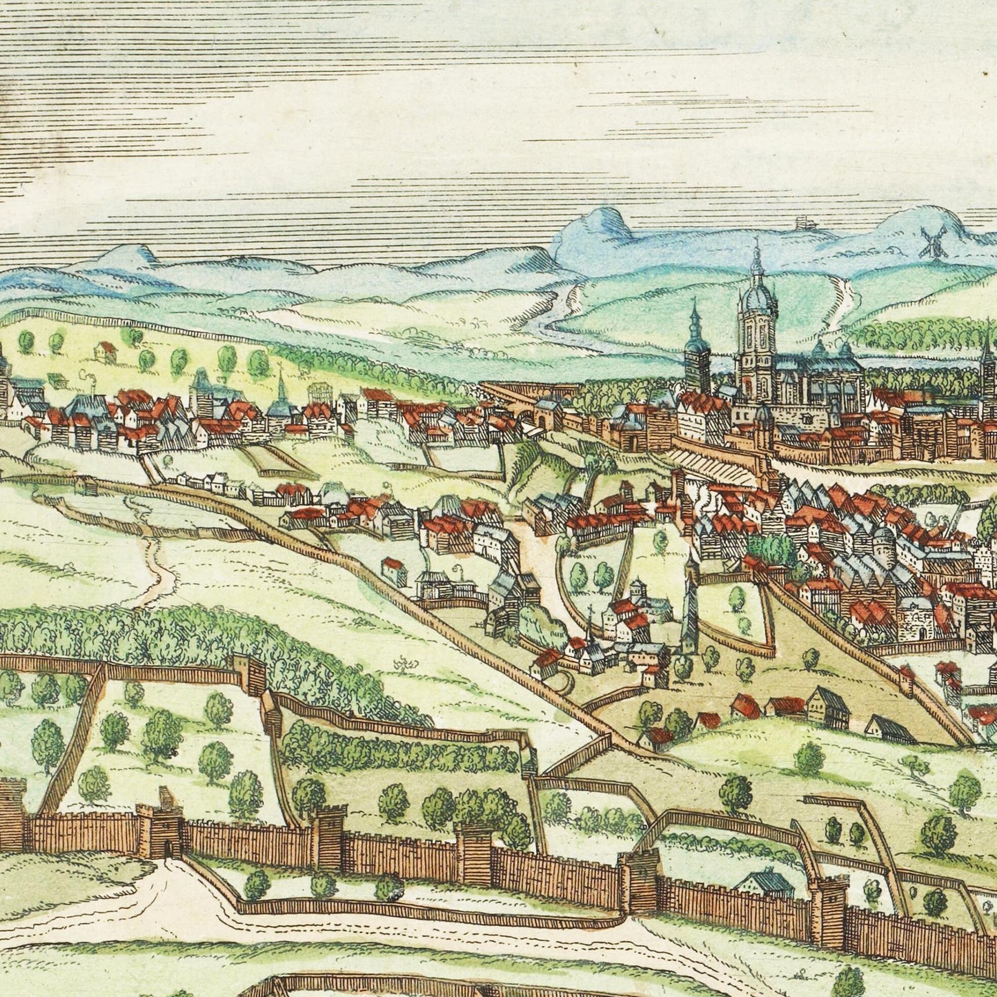 Historische Stadtansicht Prag um 1580