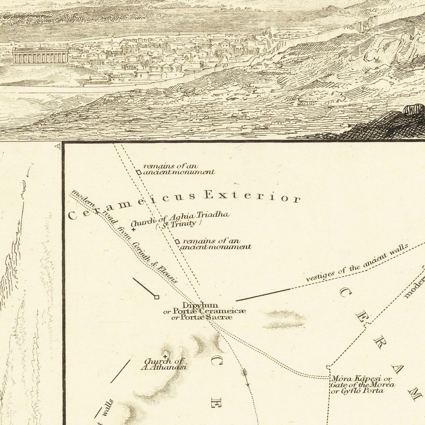 Historischer Stadtplan Athen um 1832