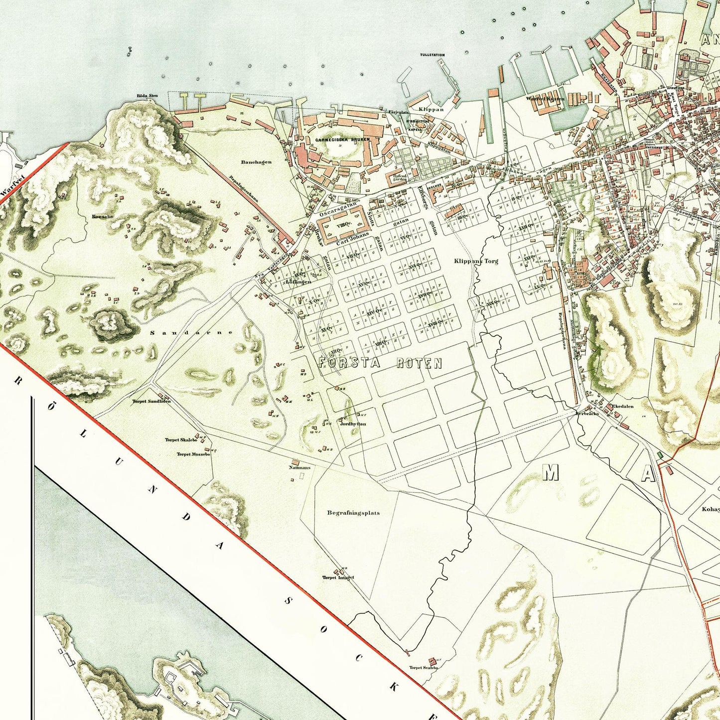 Historischer Stadtplan Göteborg um 1888
