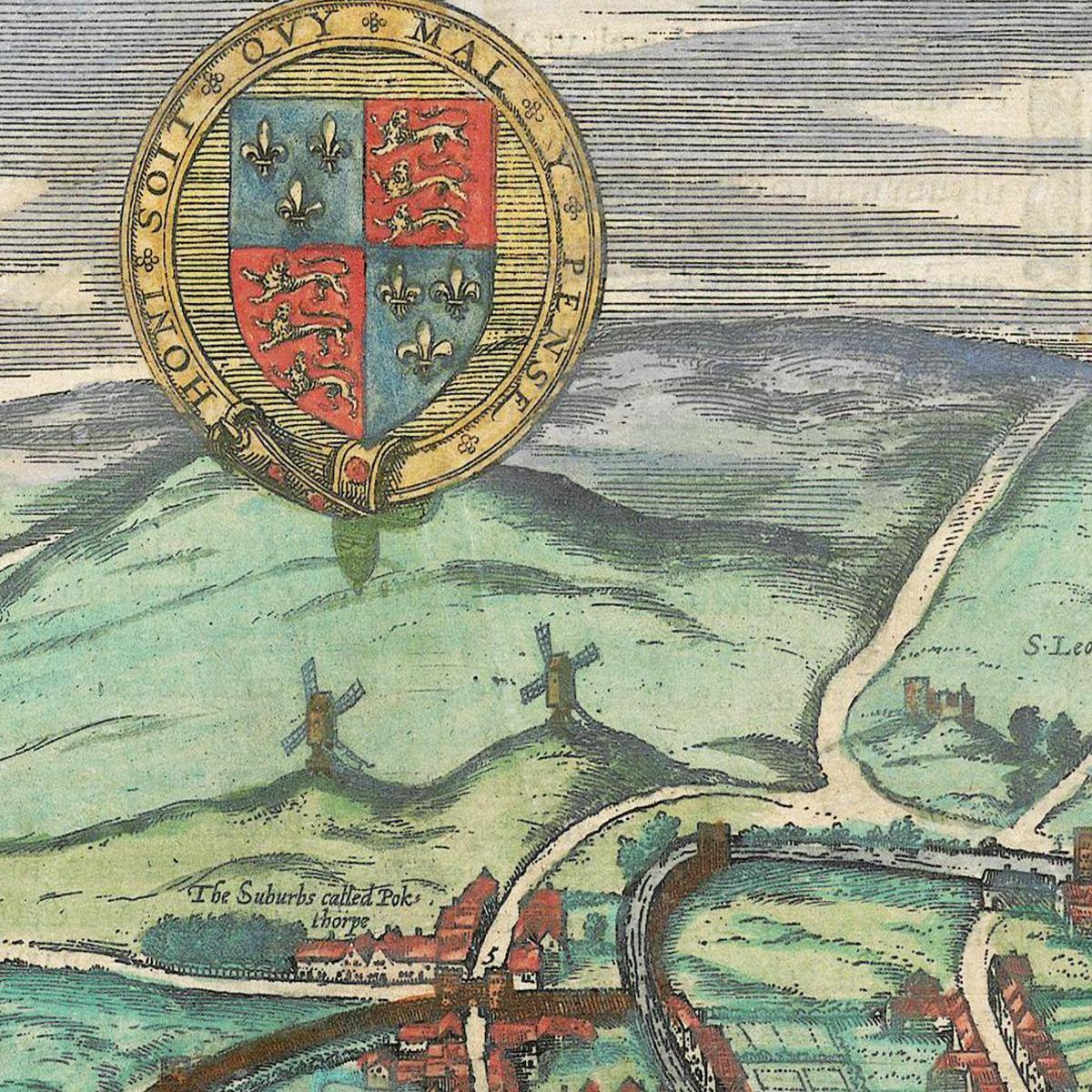 Historische Stadtansicht Norwich um 1609