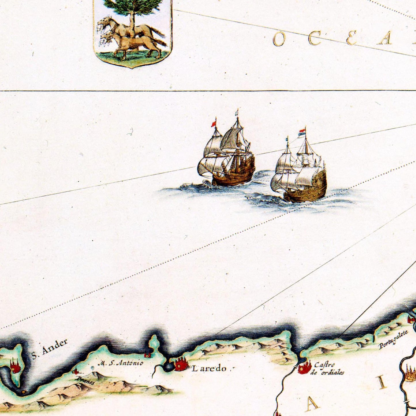 Historische Landkarte Kantabrien & Baskenland um 1690
