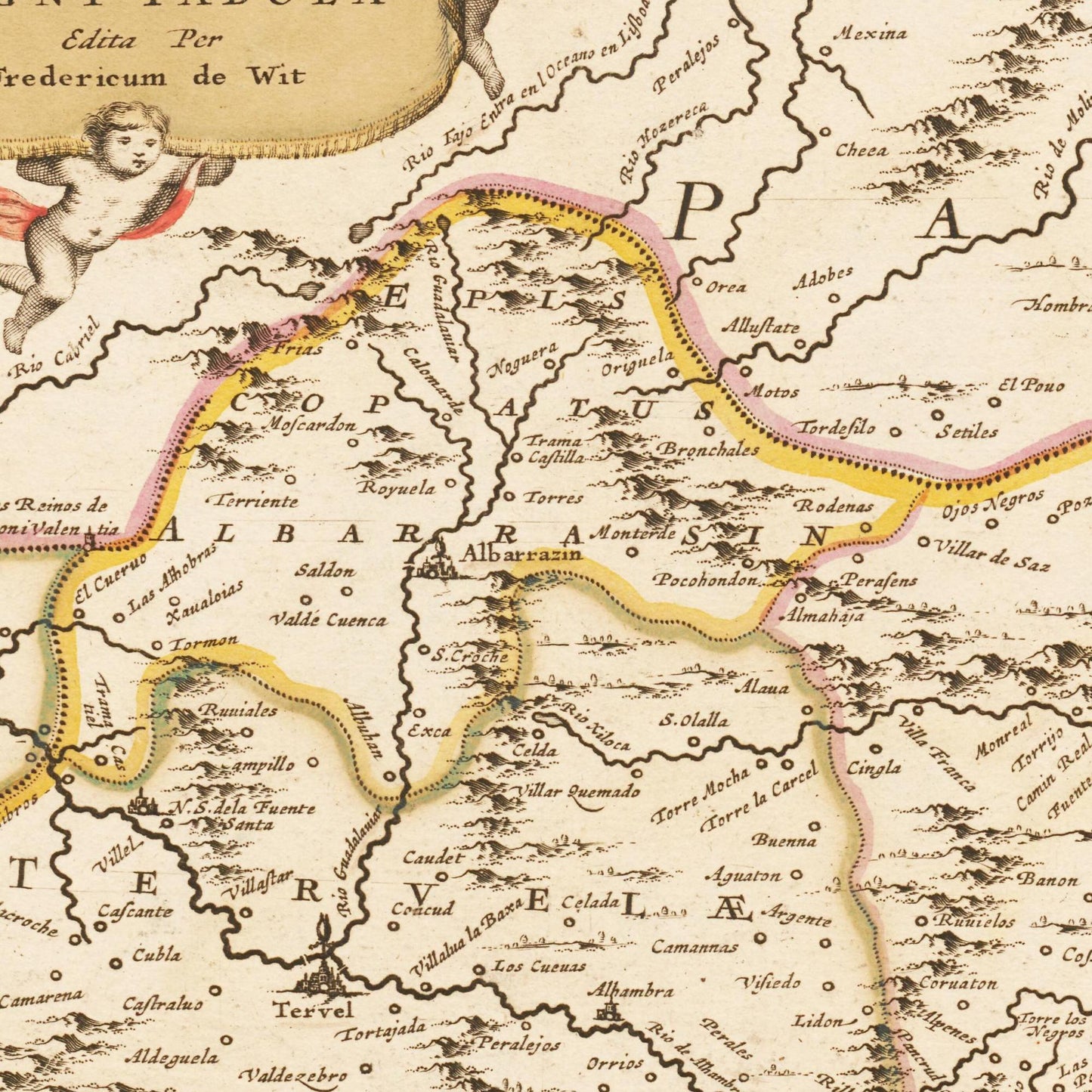 Historische Landkarte Aragonien um 1698