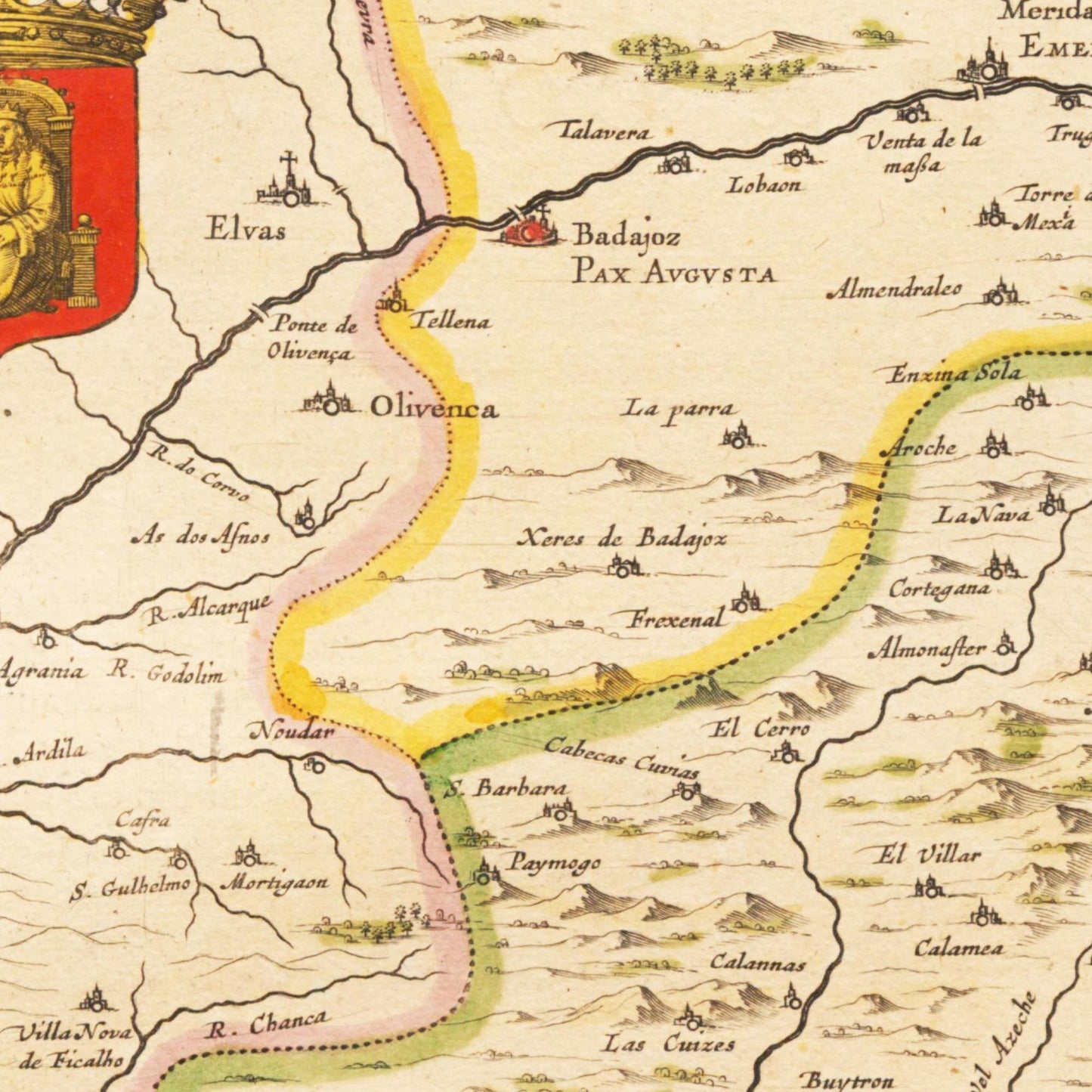 Historische Landkarte Andalusien um 1635