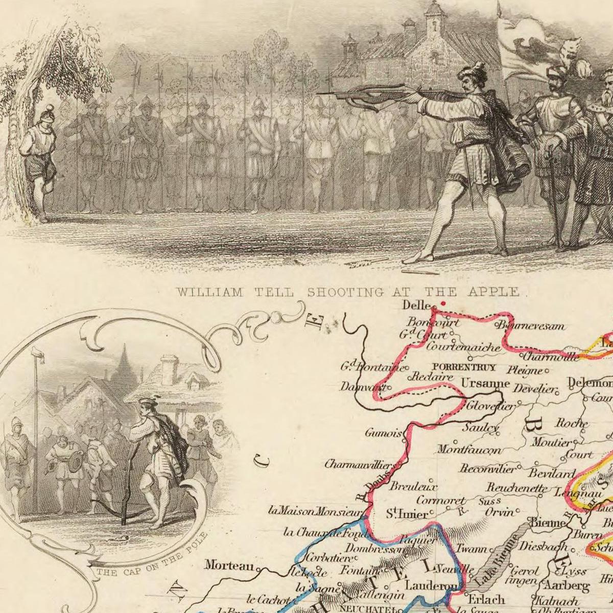 Historische Landkarte Schweiz um 1850