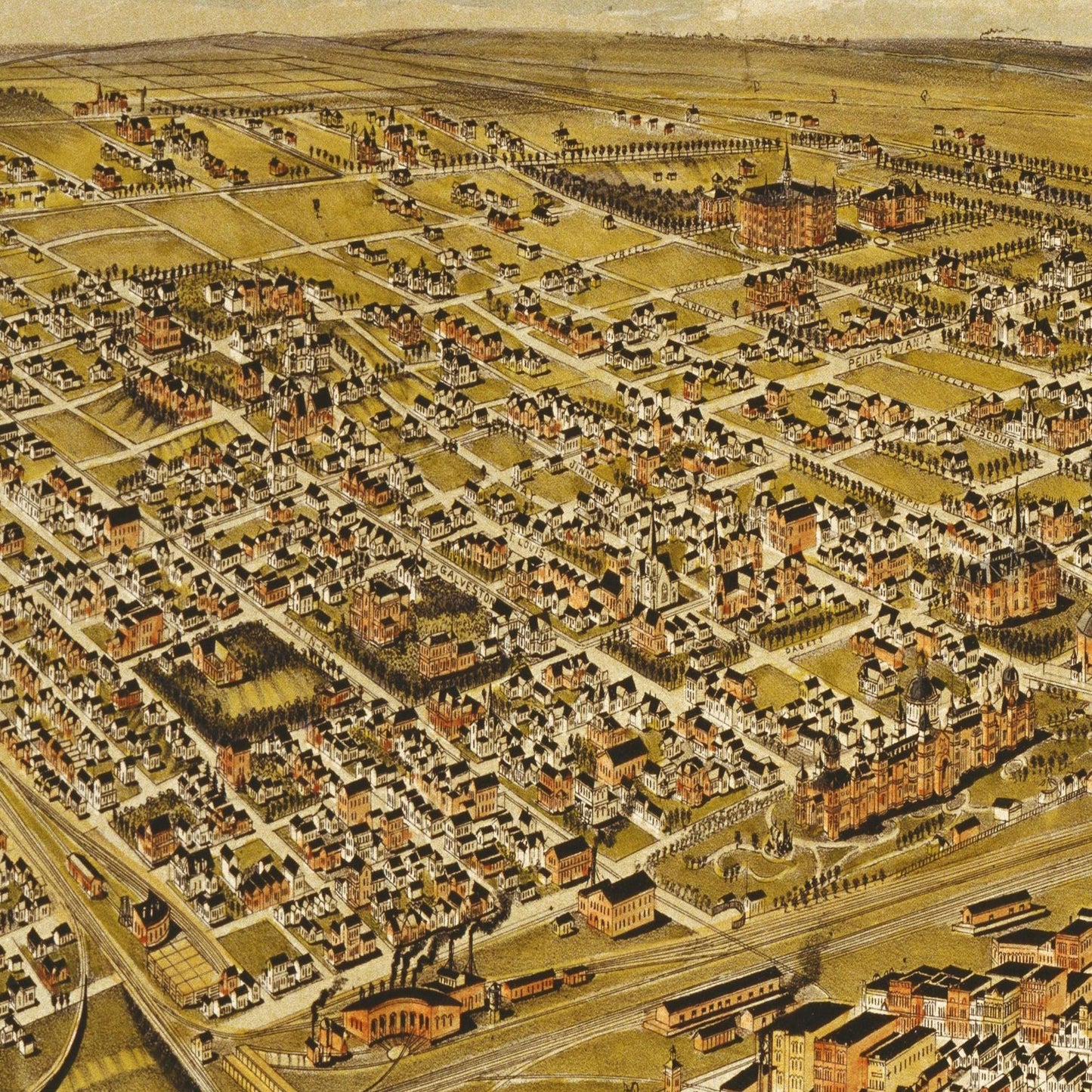 Historische Stadtansicht Fort Worth um 1891