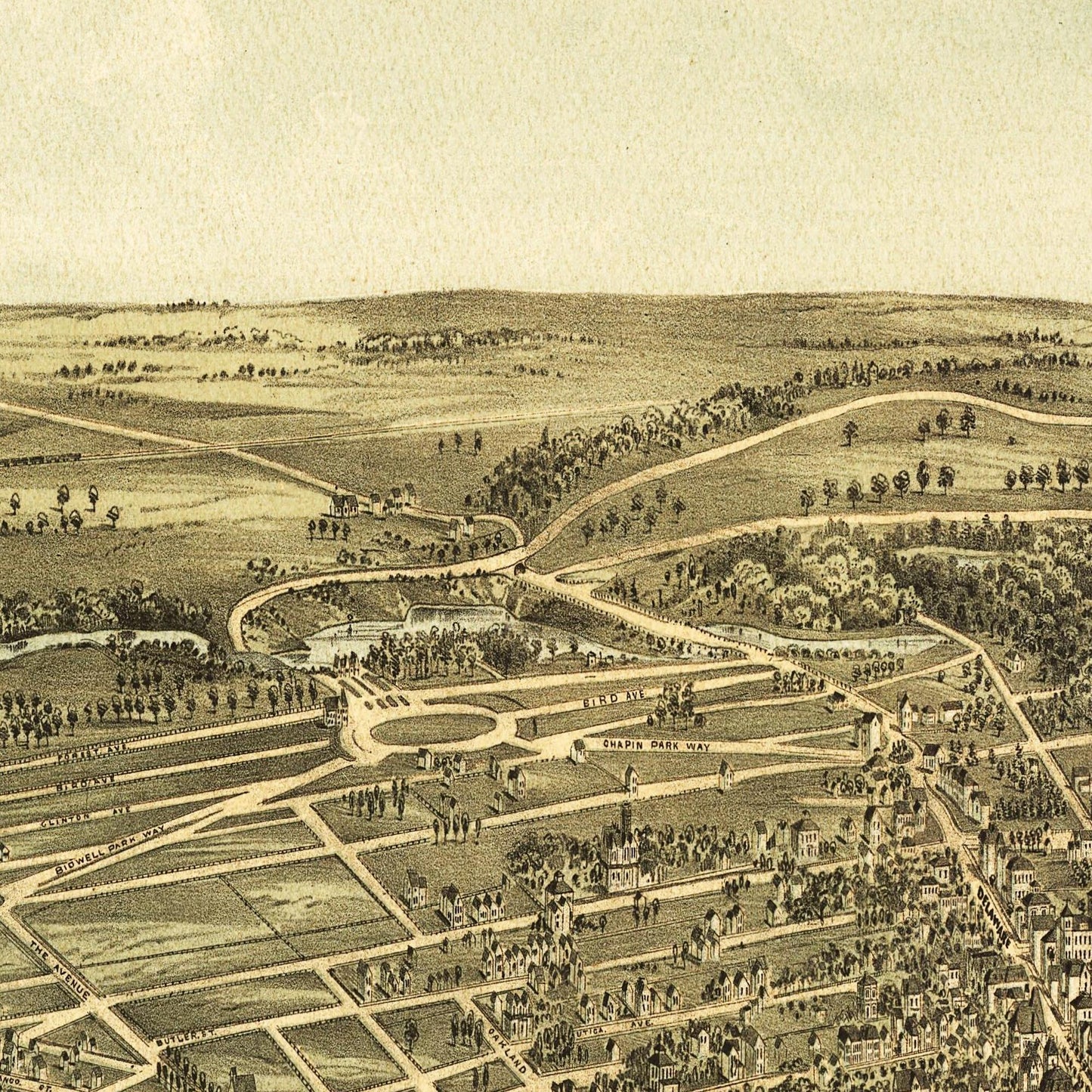 Historische Stadtansicht Buffalo um 1880