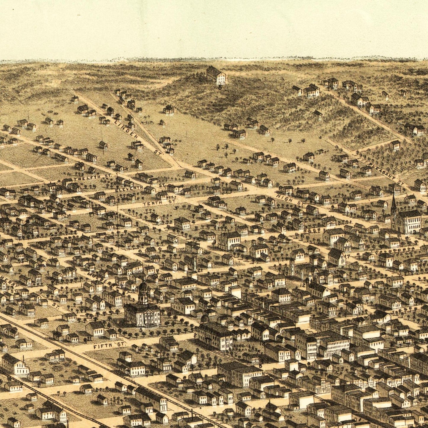 Historische Stadtansicht Des Moines um 1868