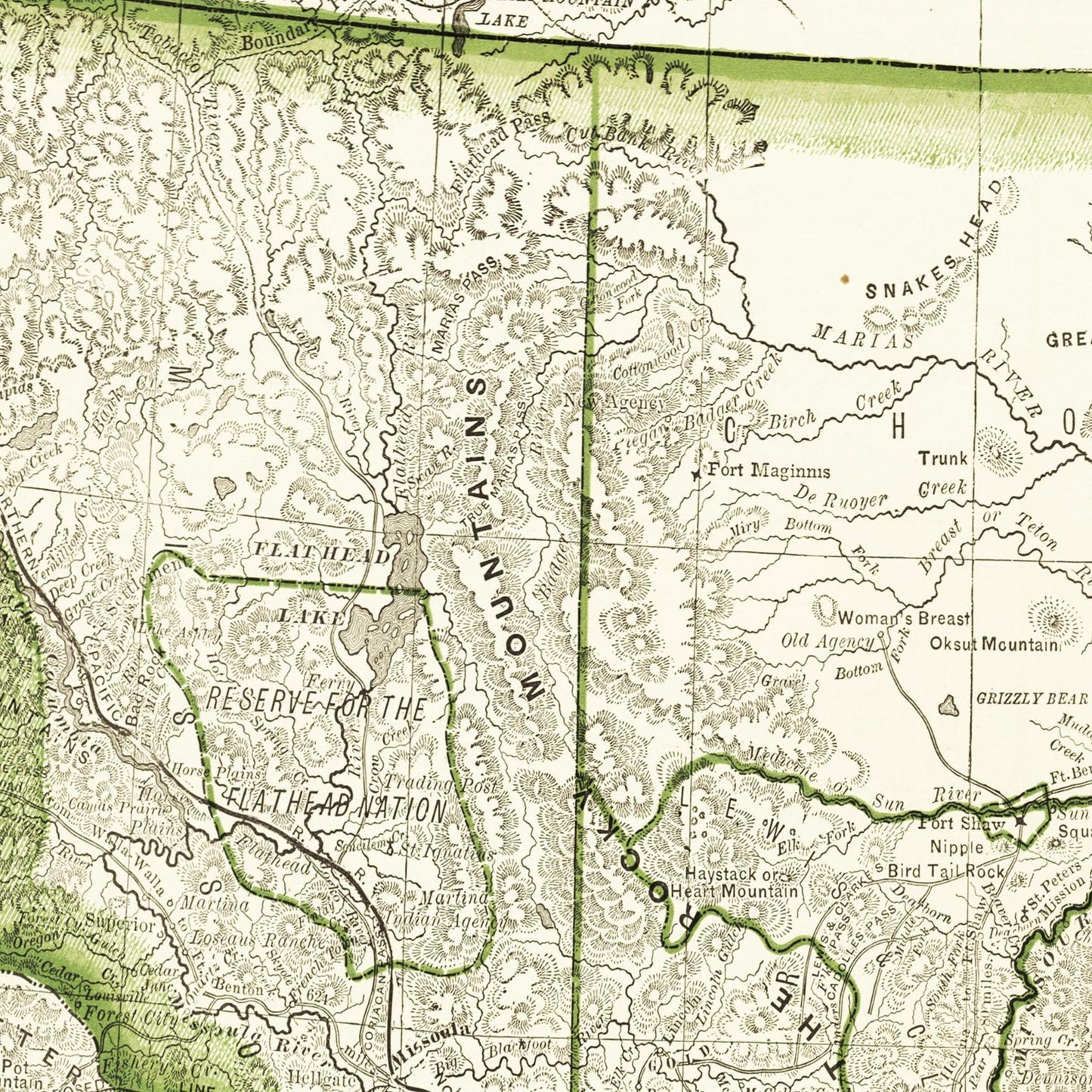 Historische Landkarte Montana um 1882