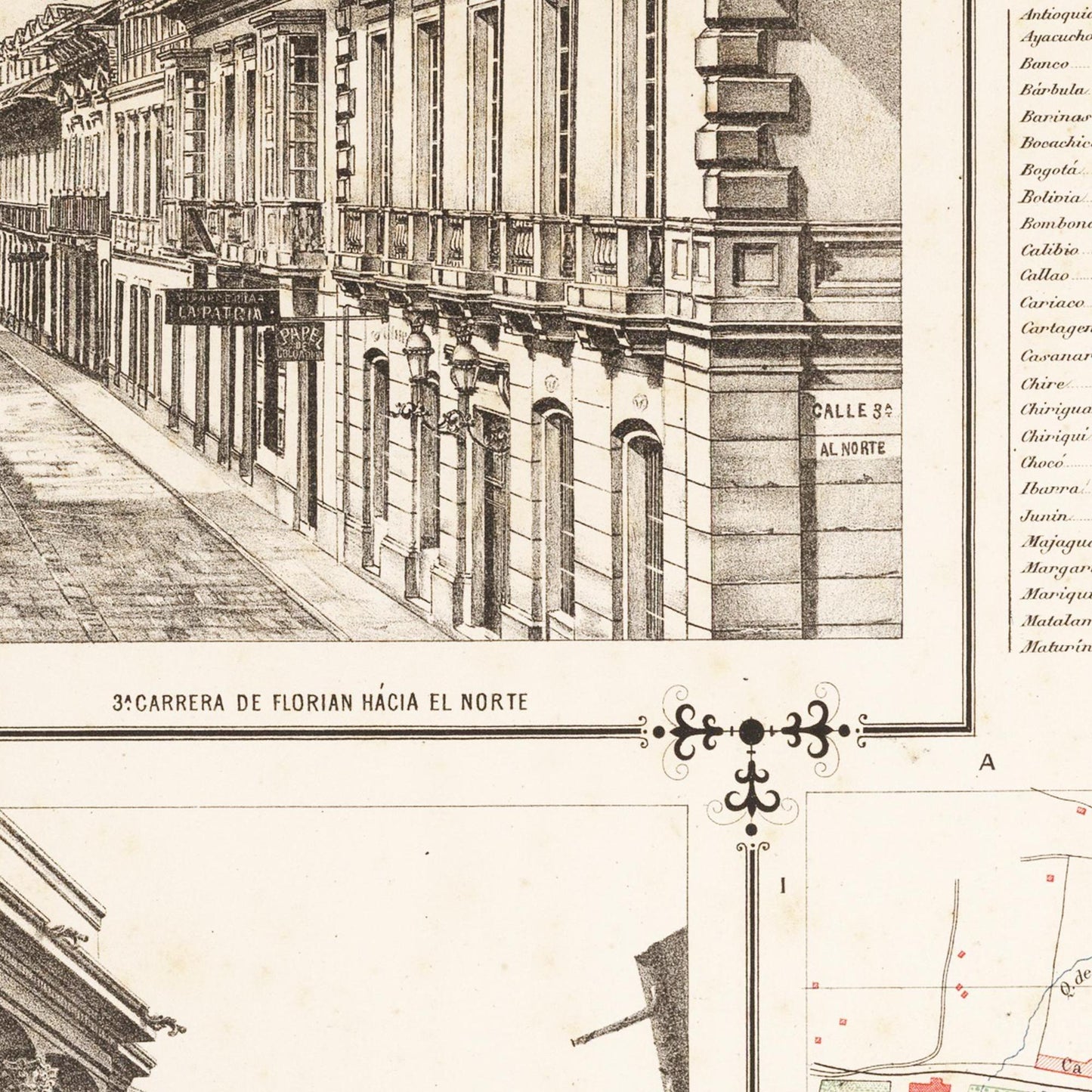 Historischer Stadtplan Bogota um 1890