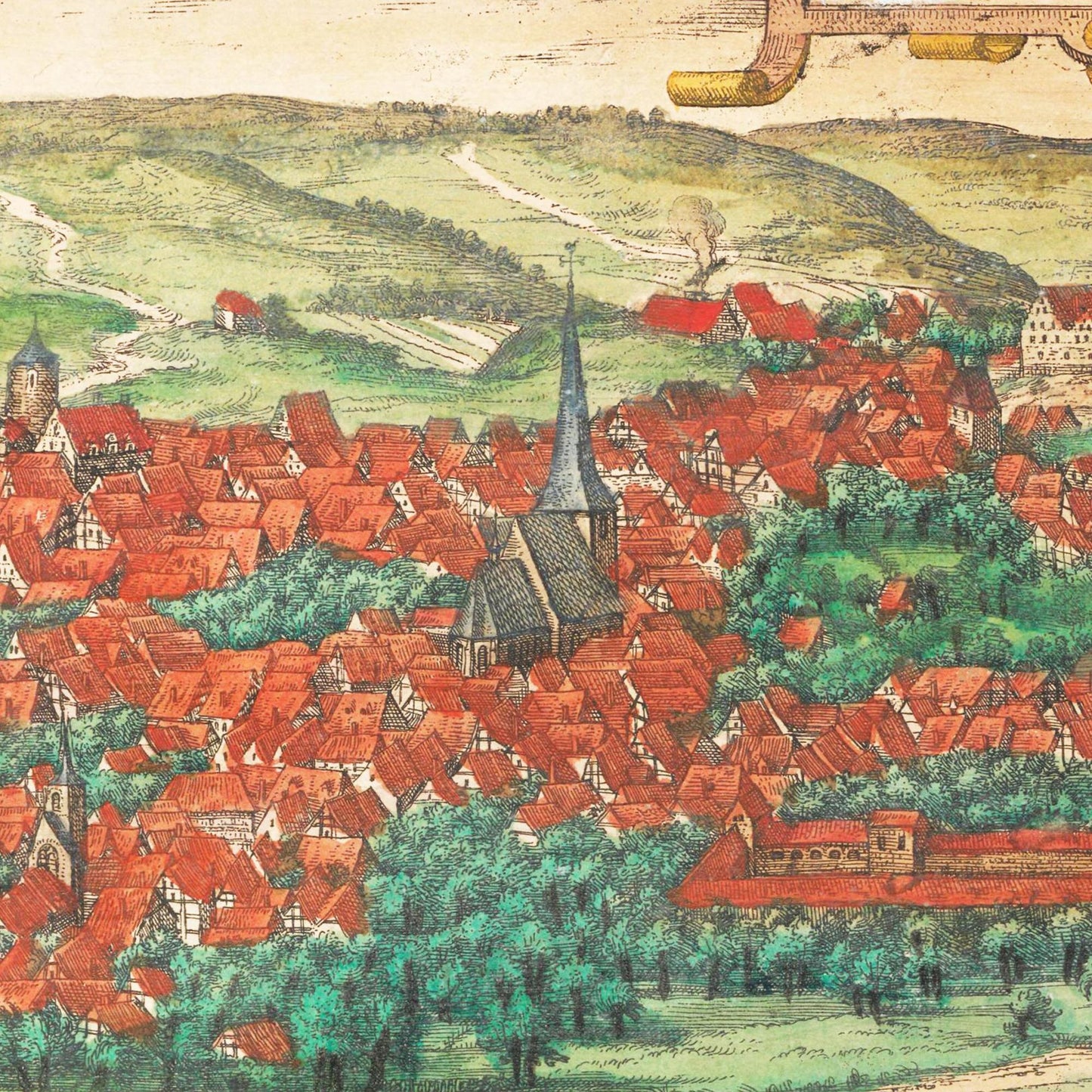 Historische Stadtansicht Eisleben um 1592