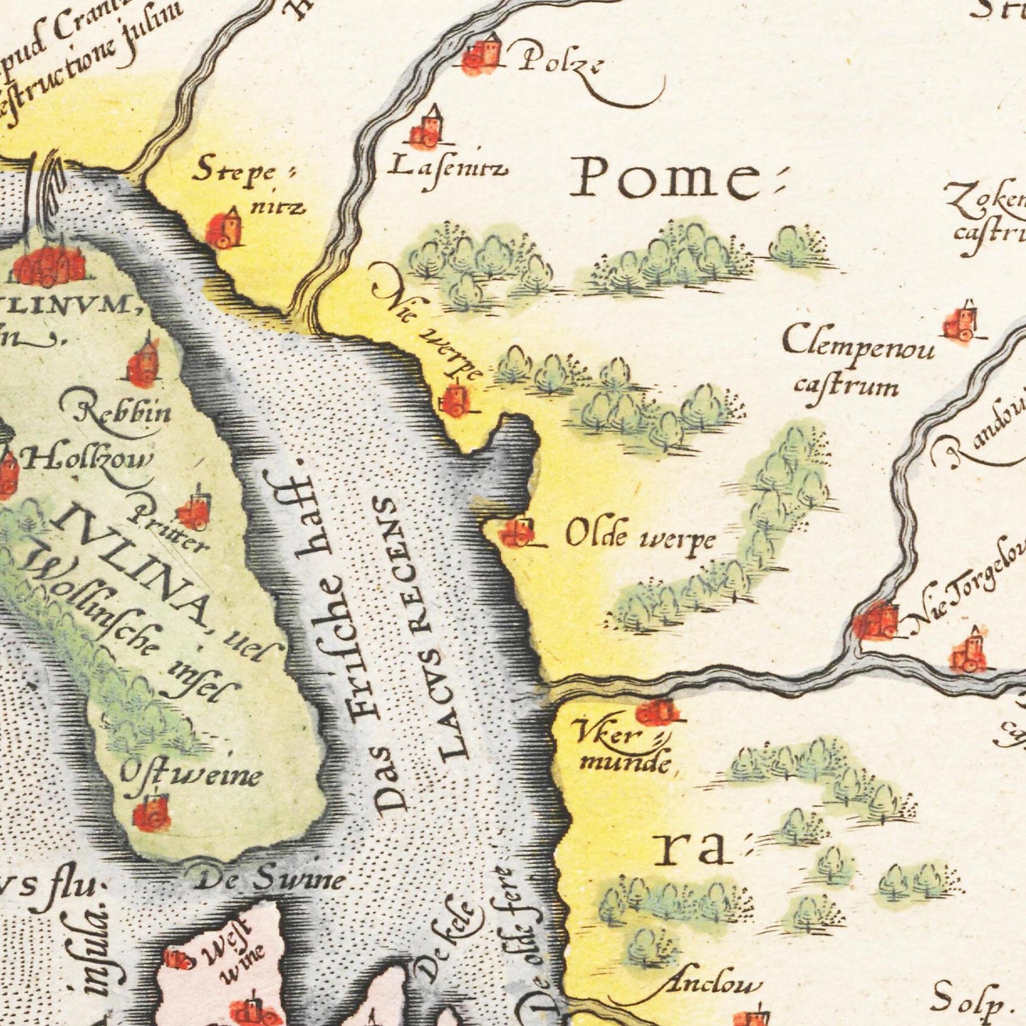 Historische Landkarte Rügen & Usedom um 1609