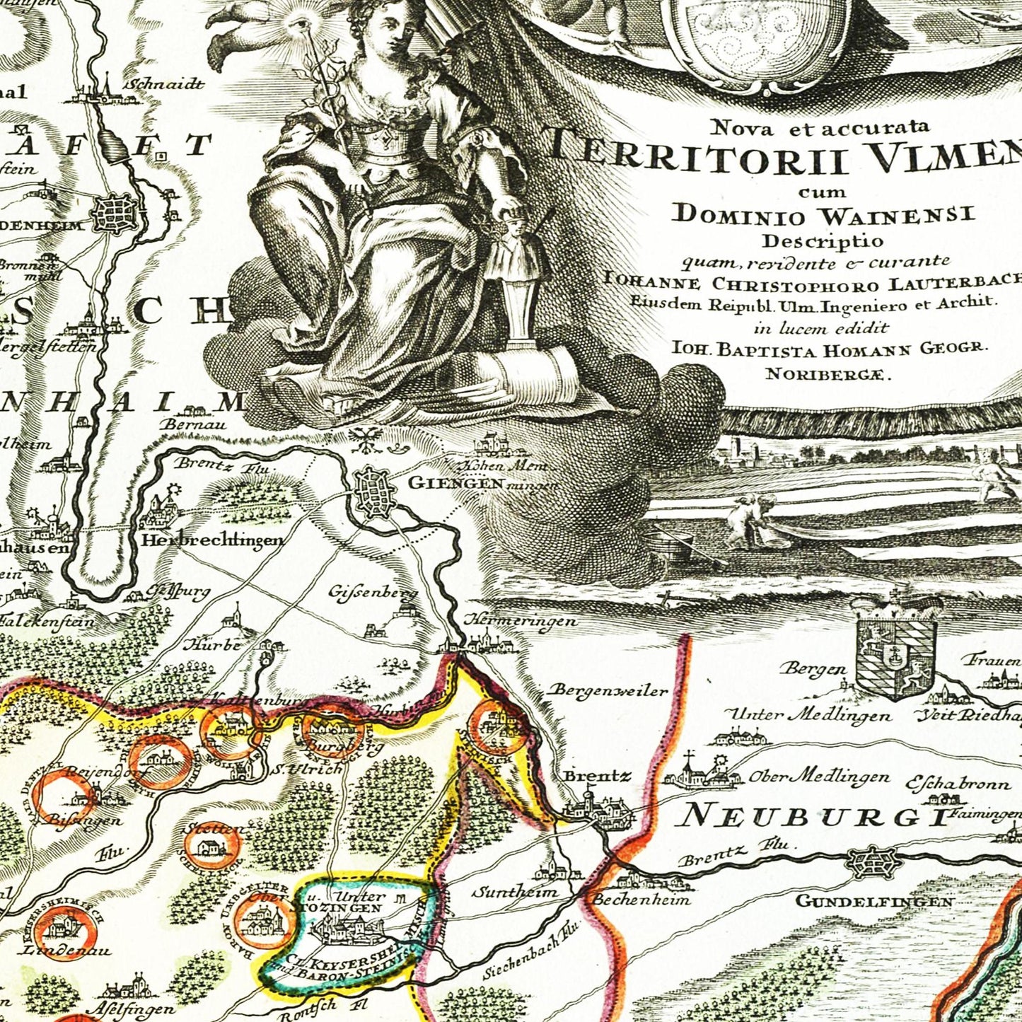 Historische Landkarte Ulm um 1712