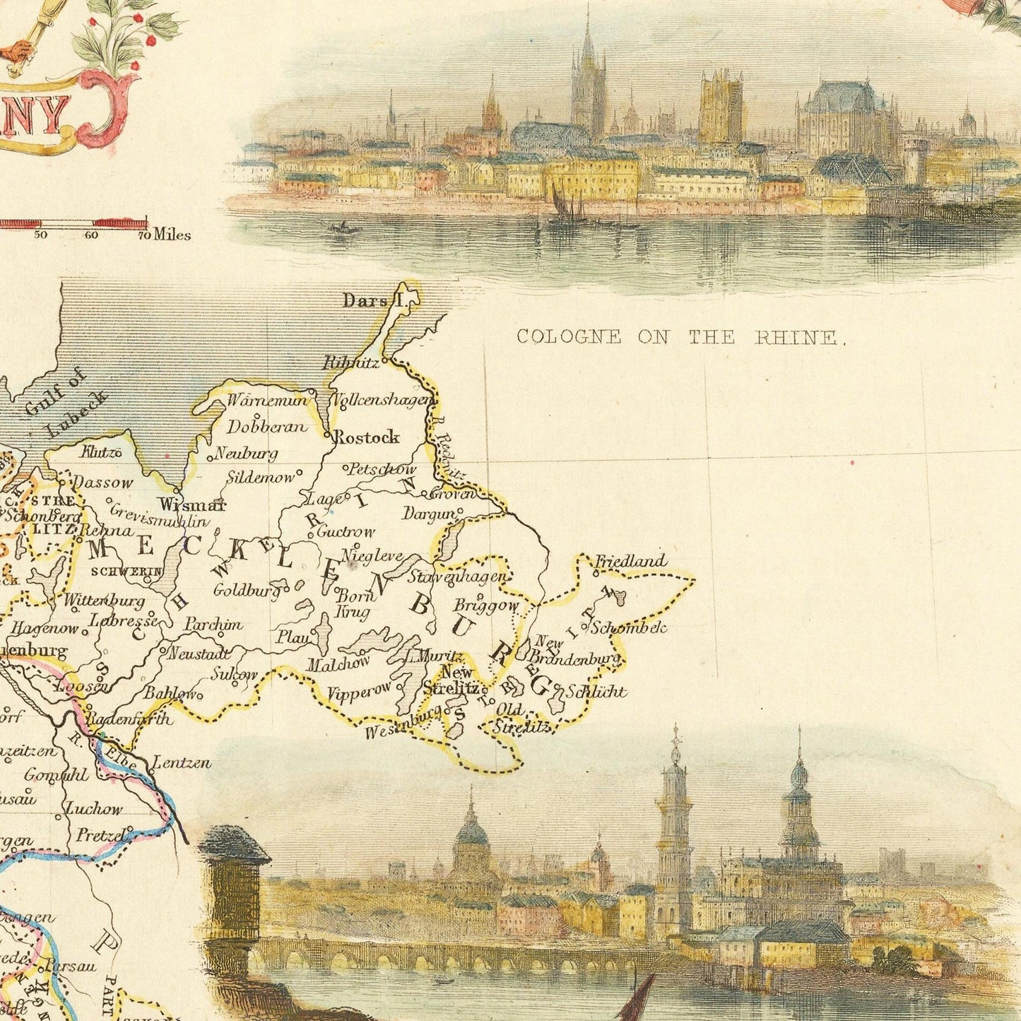 Historische Landkarte Deutschland um 1851