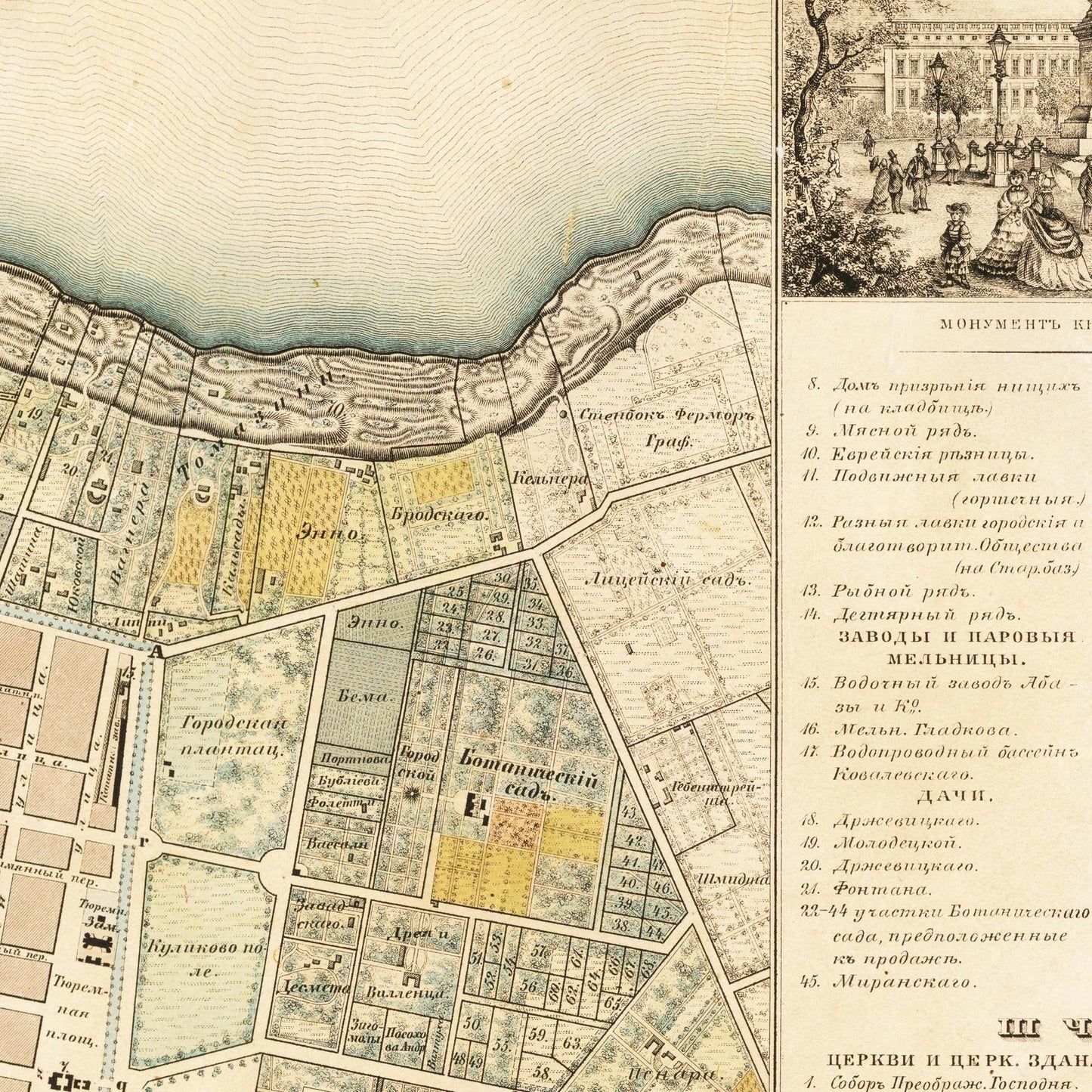Historischer Stadtplan Odessa um 1864