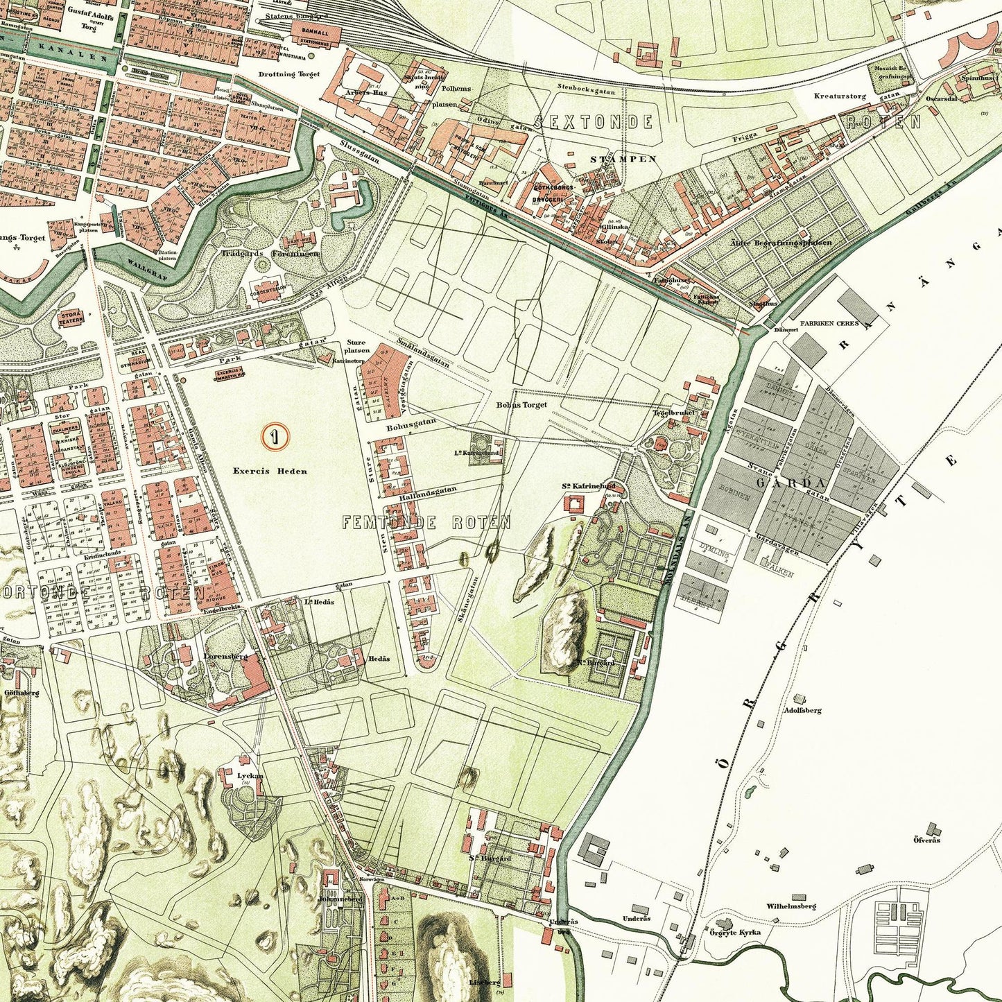 Historischer Stadtplan Göteborg um 1888