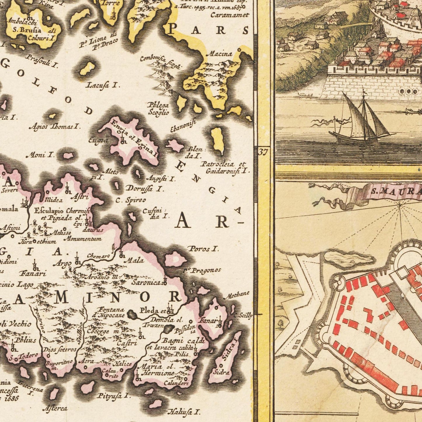 Historische Landkarte Peloponnes um 1698